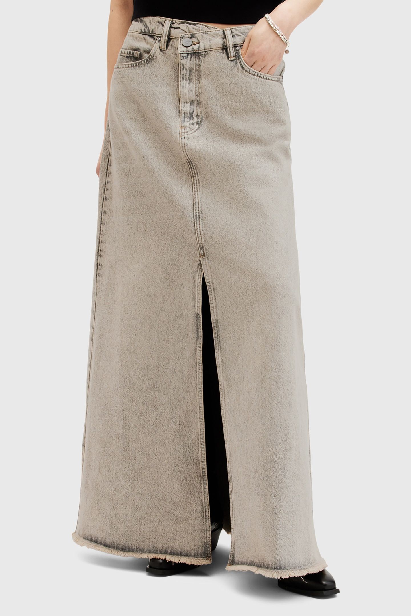 NOIR MAXI SKIRT SAND GREY 3