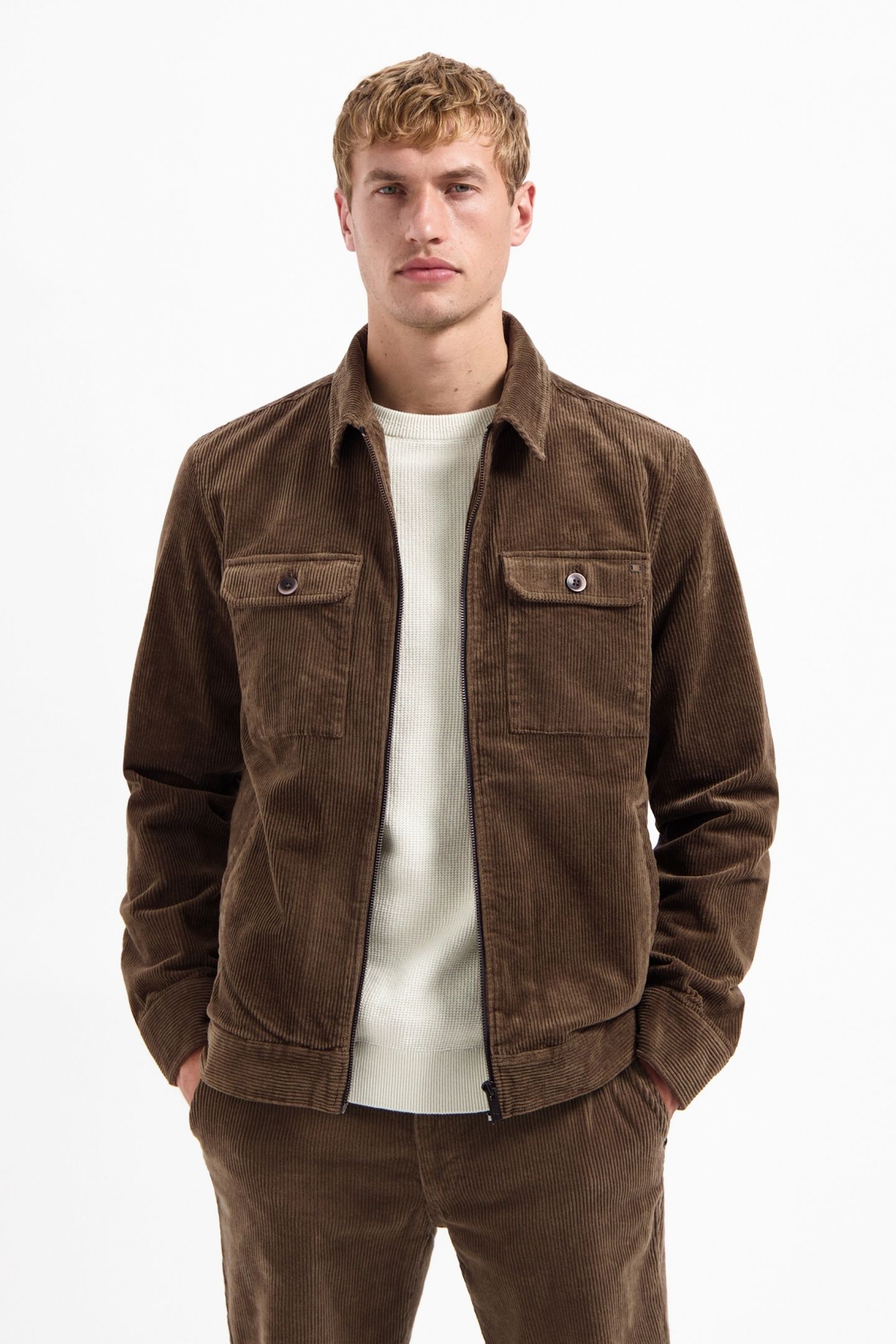 OVERSHIRT ZIPPER CORDUROY COORD TAUPE 1