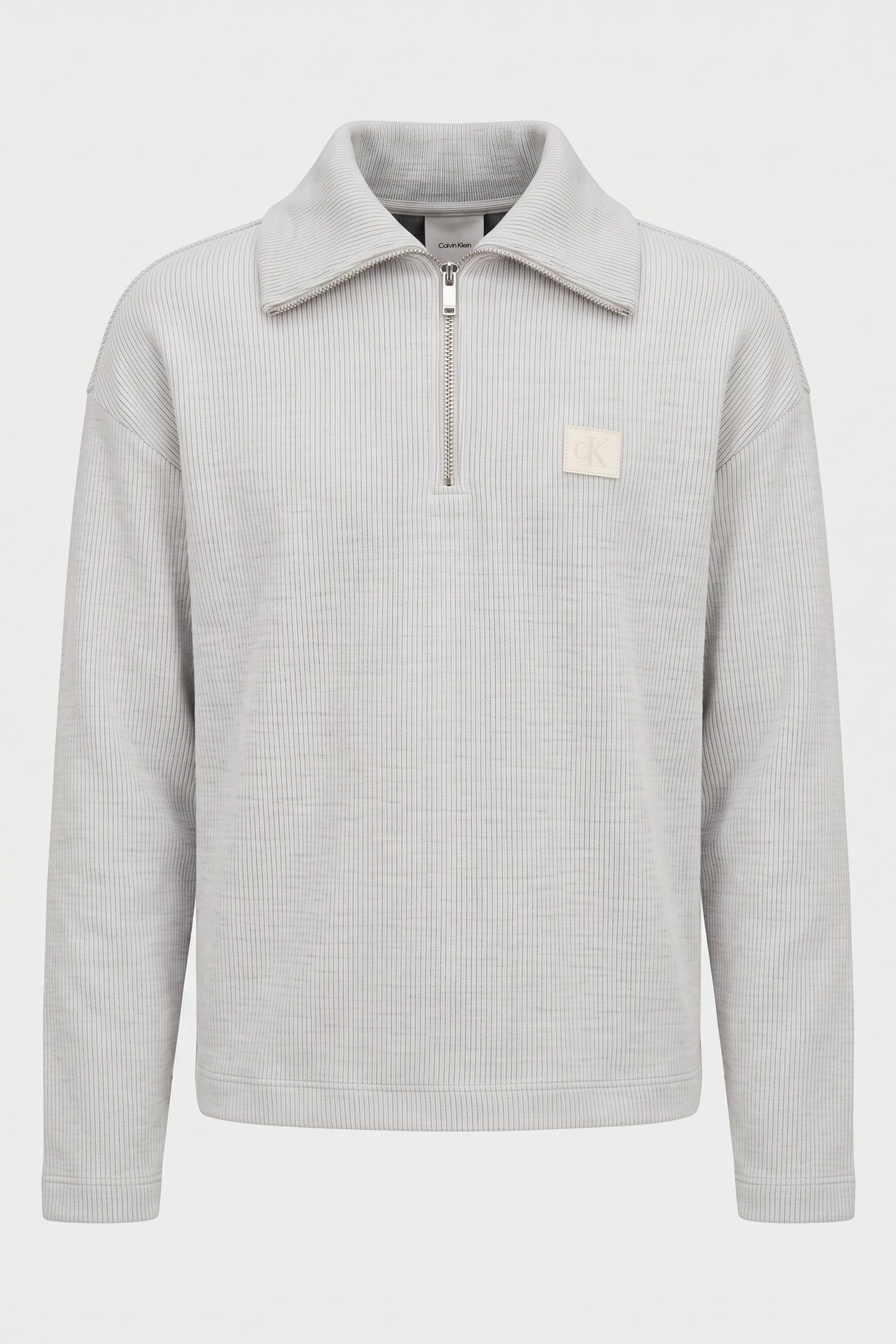 LS BRUSHED RIB QUARTER ZIP CHALK 3
