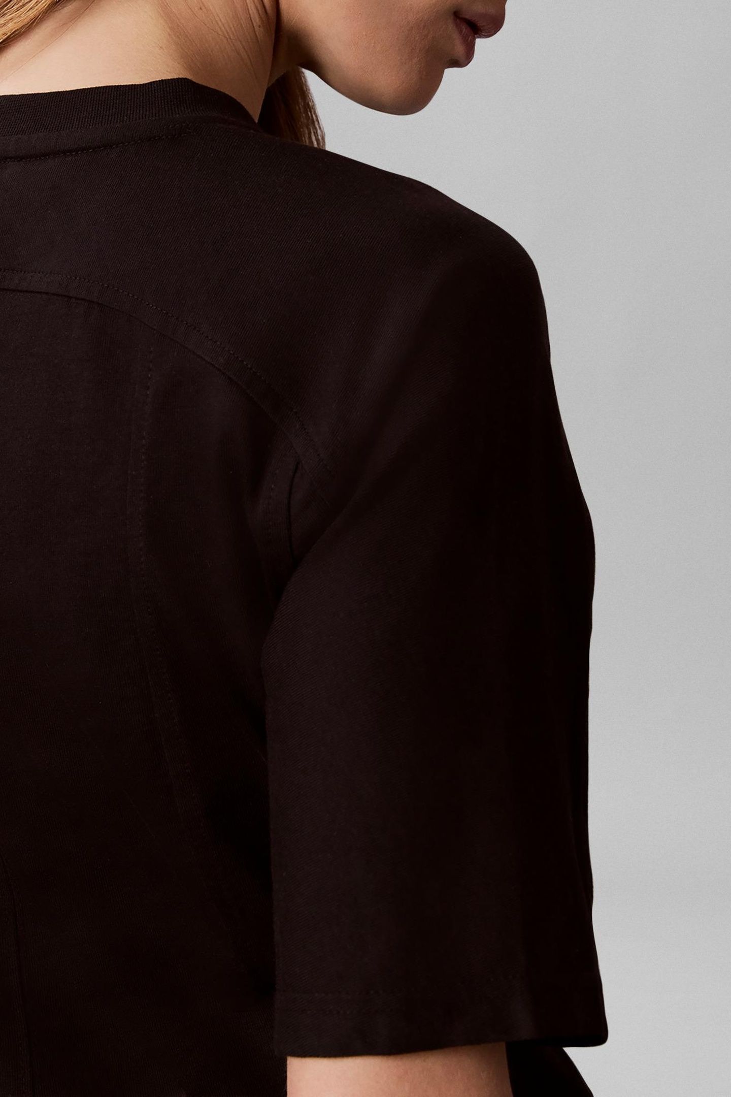 SHORT SLEEVE HEAVY JERSEY SEAM DETAIL DRESS BLACK 6