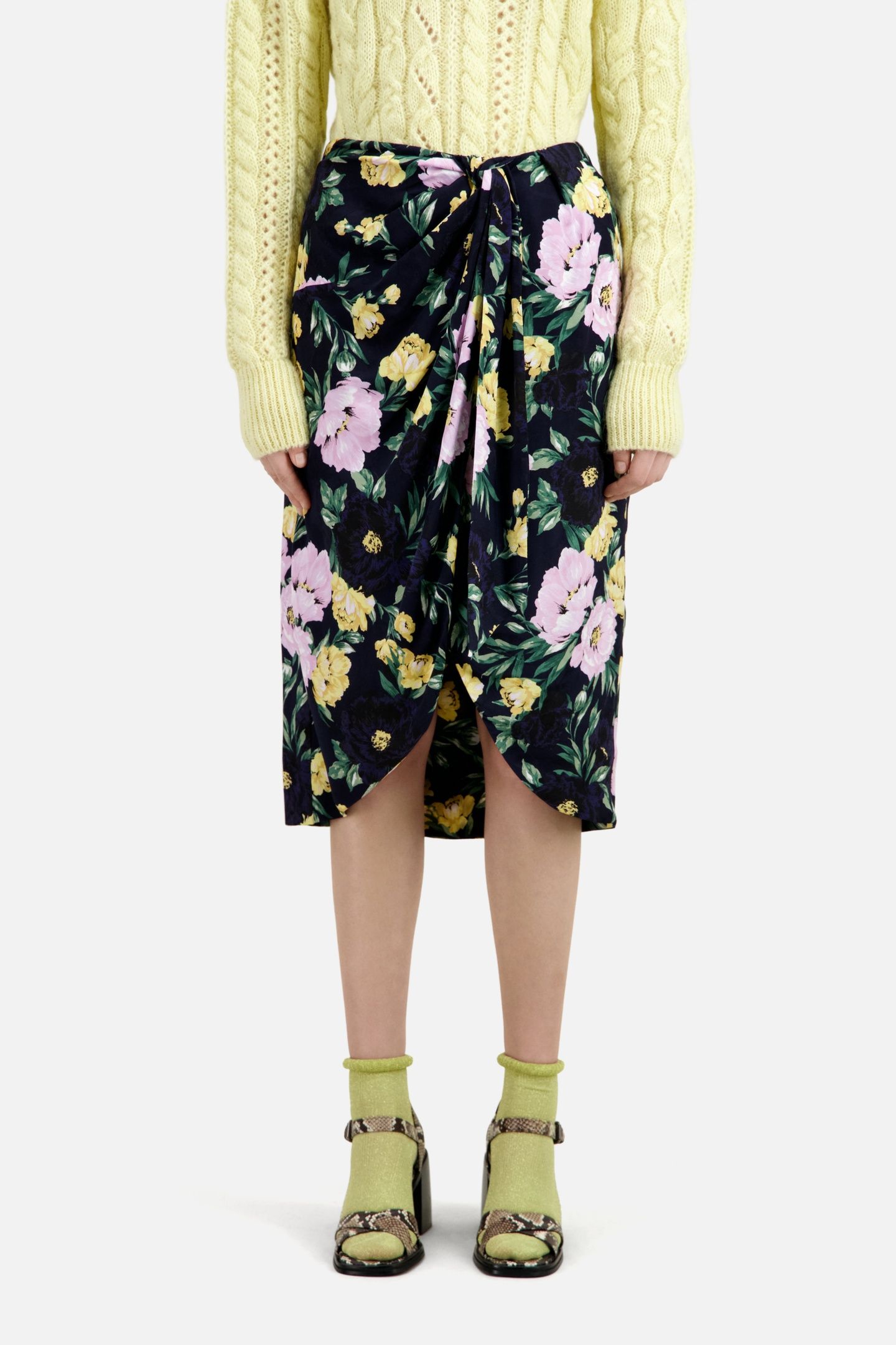 TIED MIDI SKIRT LIGHTPINK/DARKNAVY 3