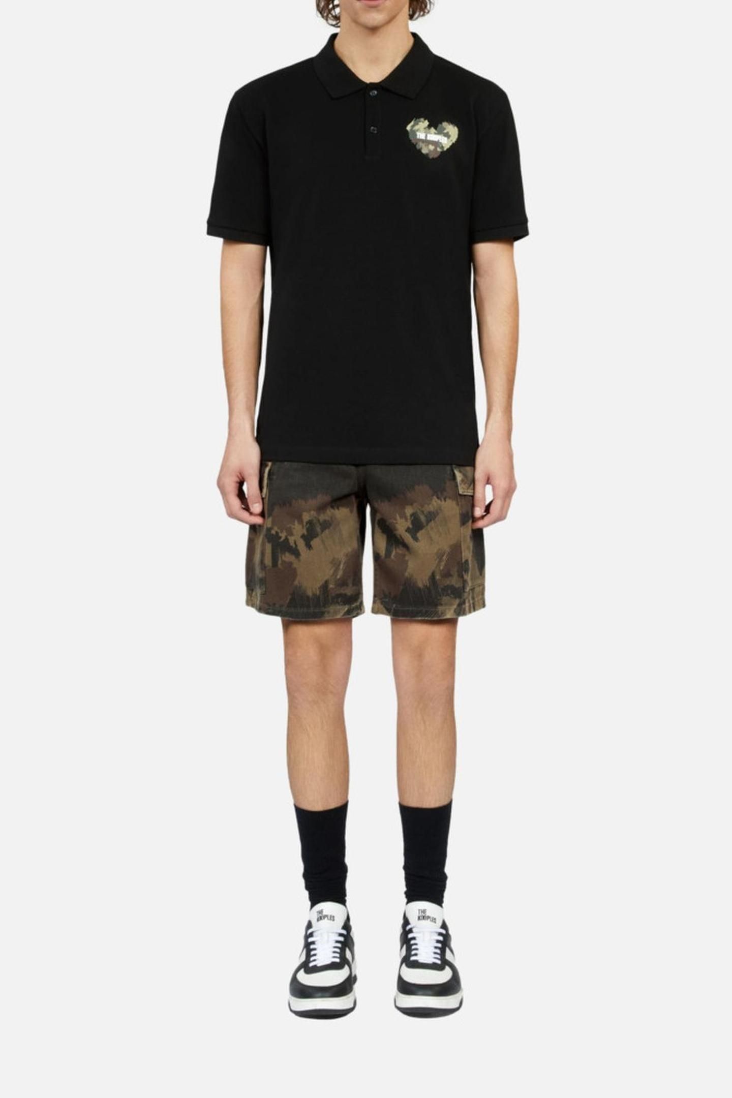 POLO WITH CAMO HEART PRINT BLACK 1