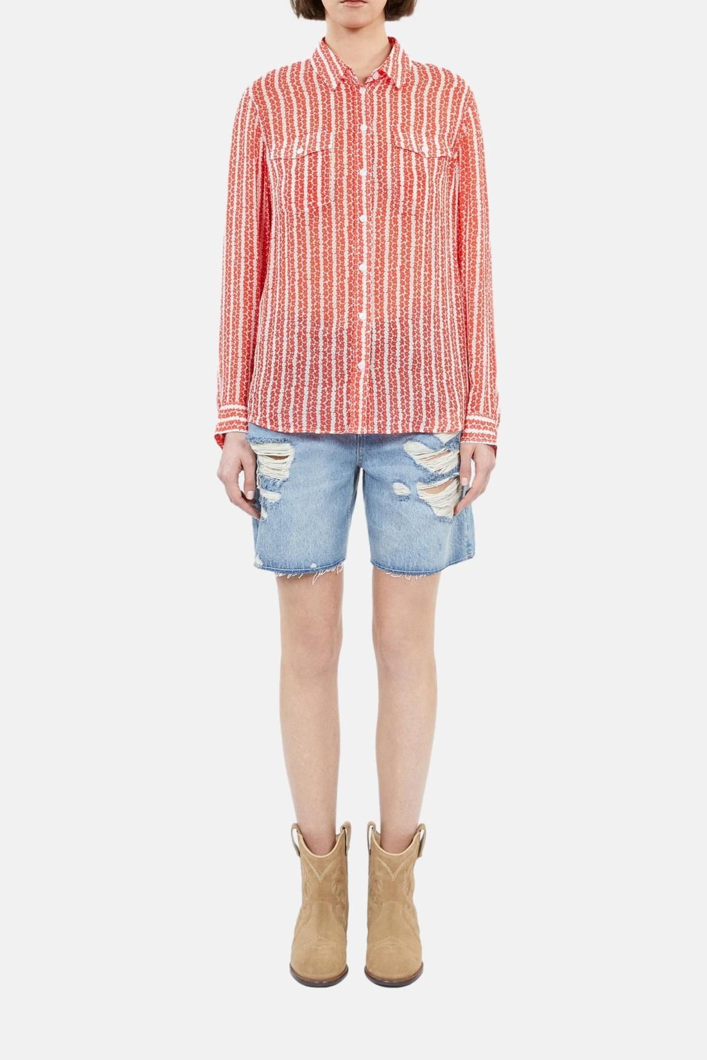 LONG-SLEEVED GEORGETTE SHIRT RED WHITE 2