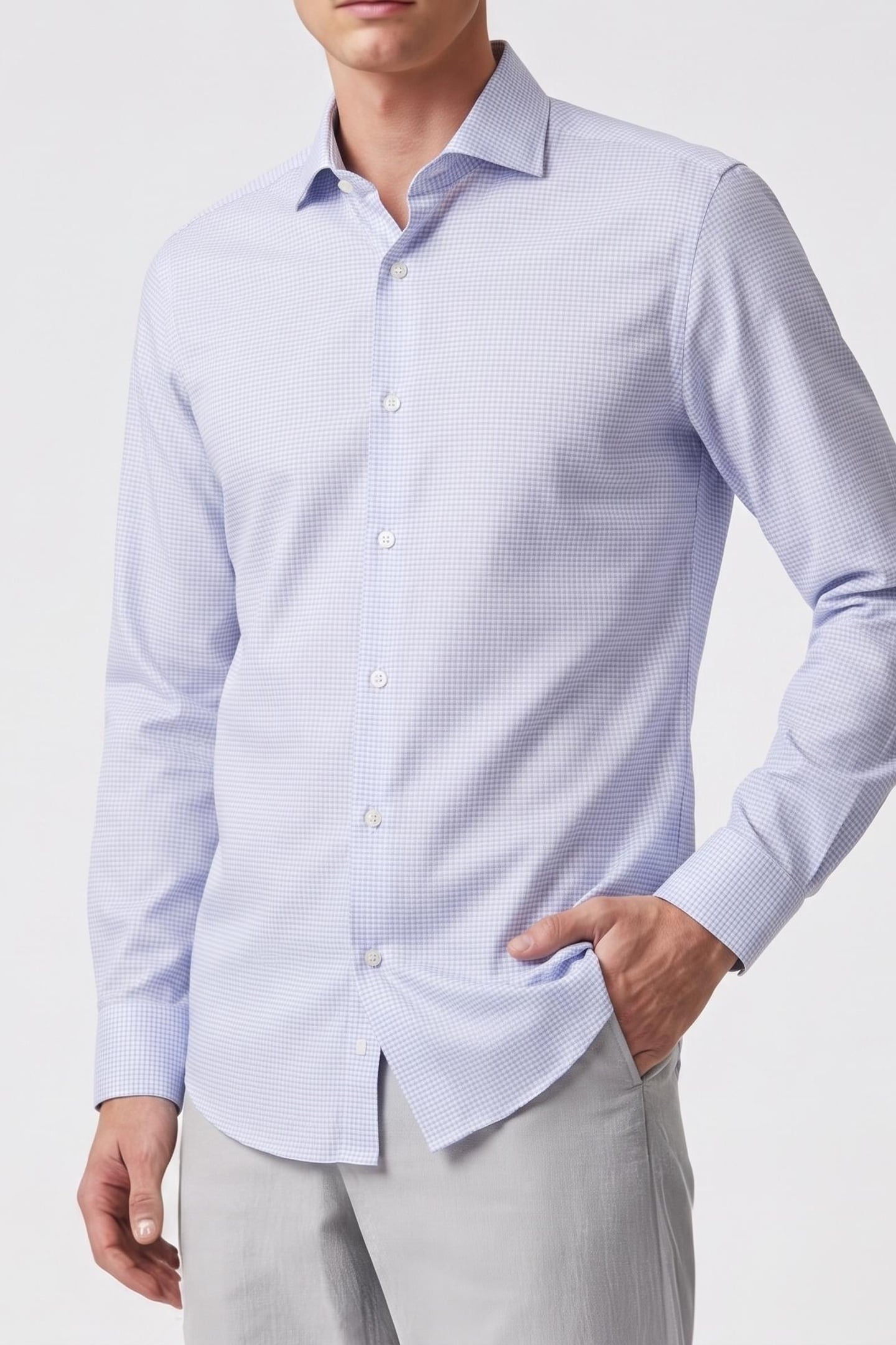 SLIM PERF SOLID SHIRT BLUE 1