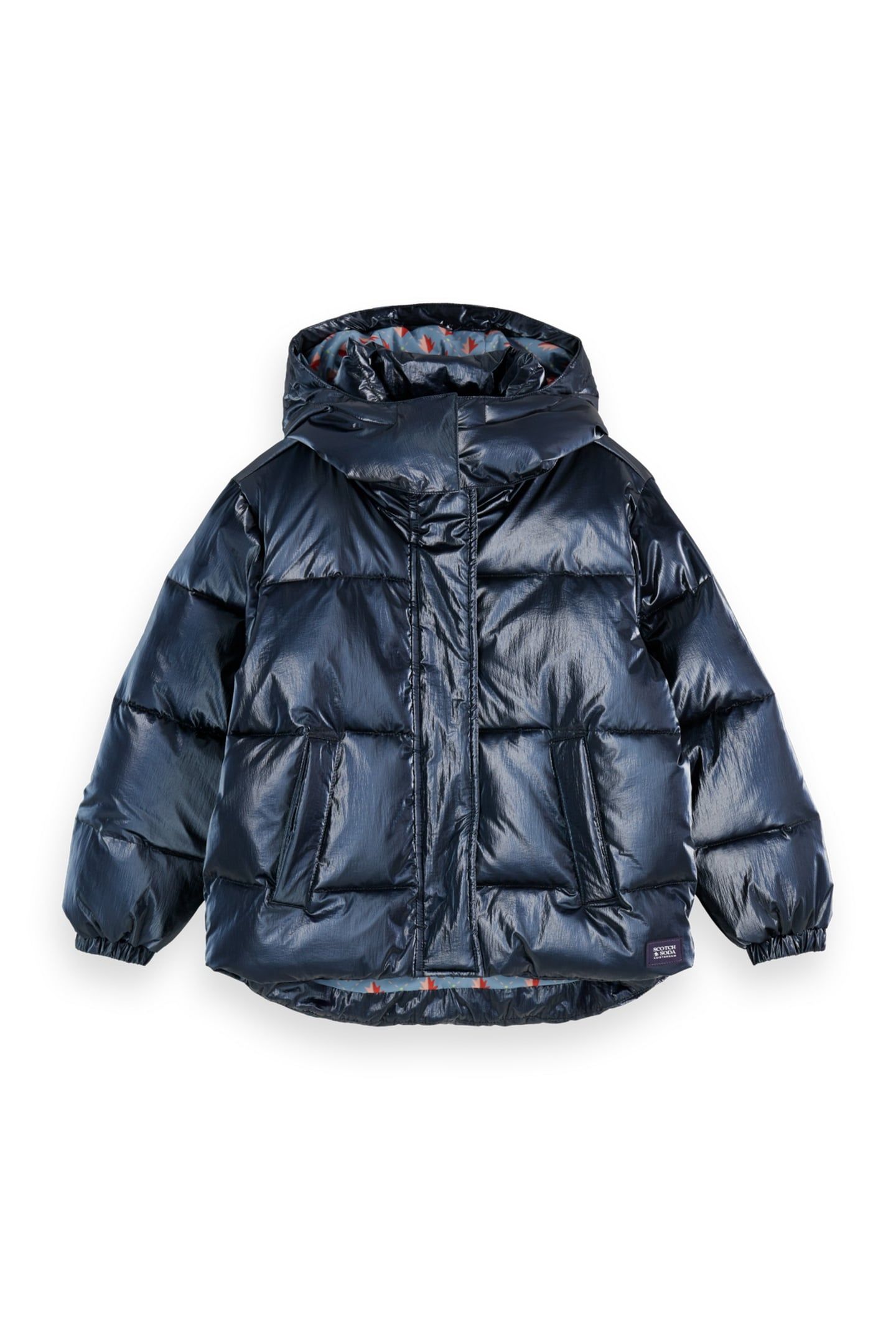 GIRLS SHORT METALLIC PUFFER JACKET SKY CAPTAIN 1