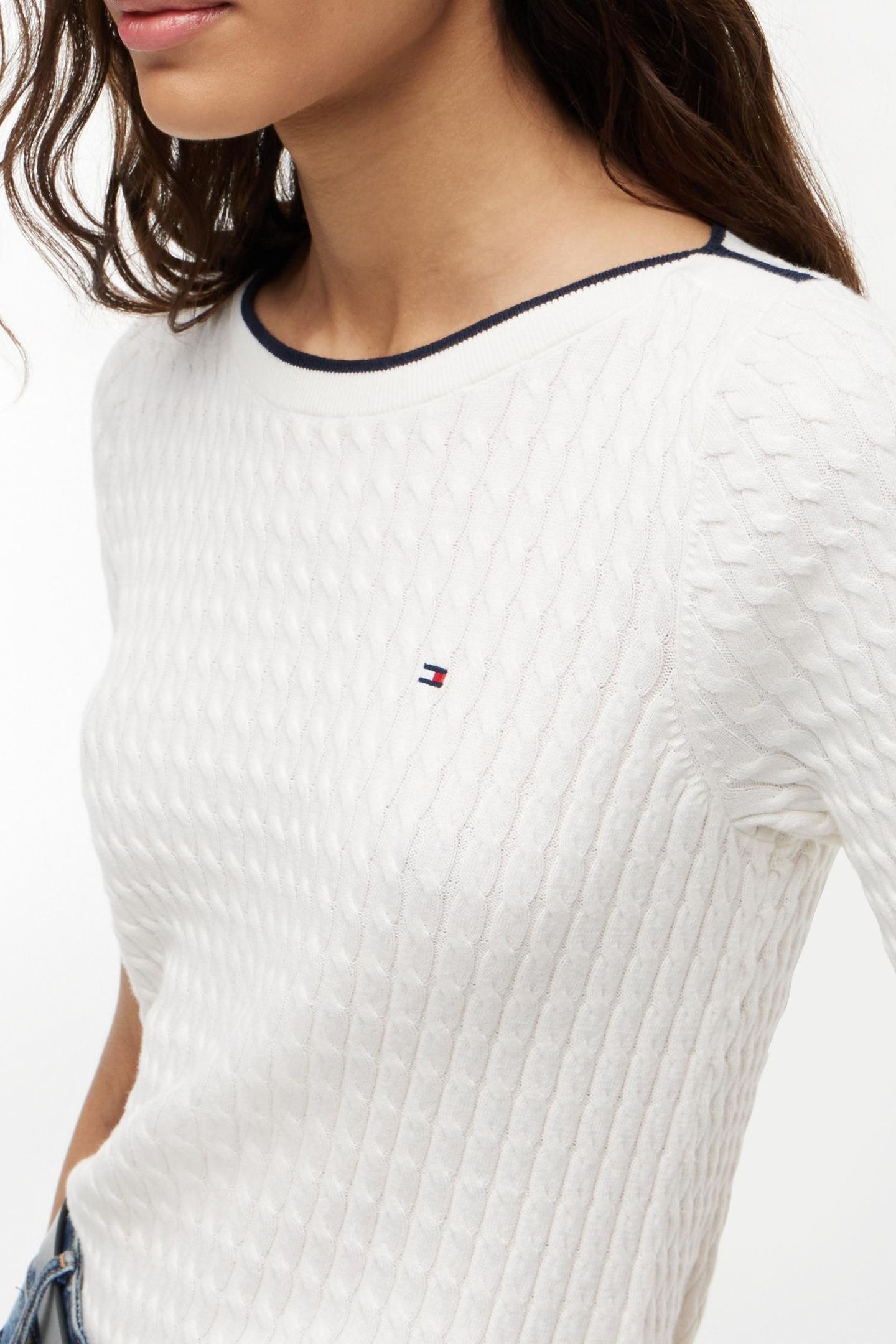 FINE CABLE BOAT NECK TOP IVORY PETAL 5