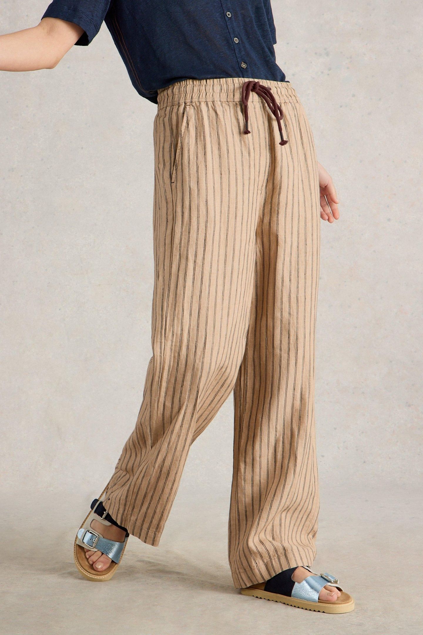 BELLE LINEN WIDE LEG TROUSER NATURAL MULTI 3
