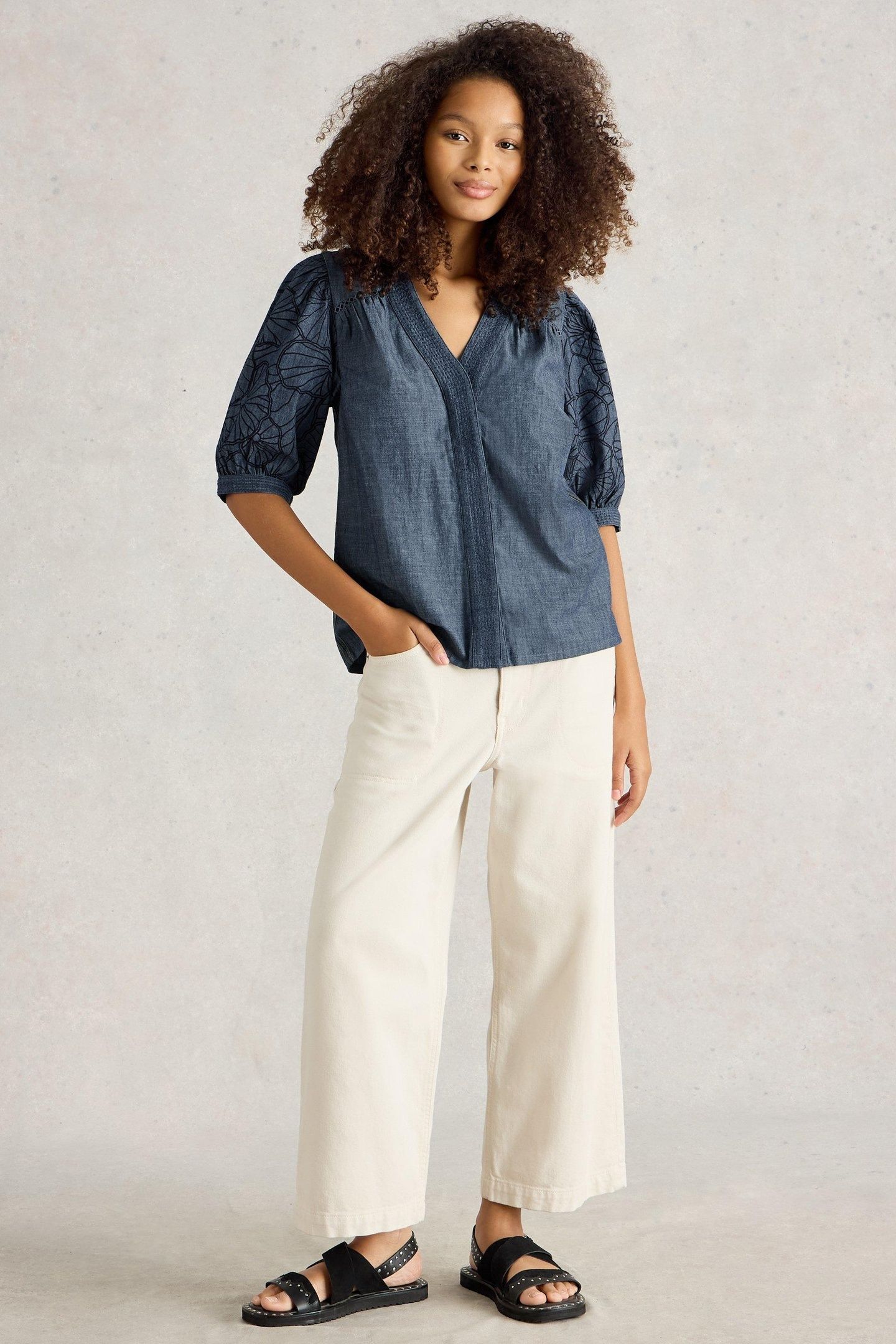 FINLEY CHAMBRAY TOP CHAMBRAY BLUE 2