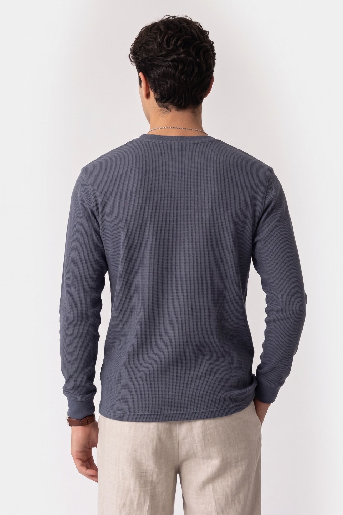 LONG SLEEVE WAFFLE BADGE T-SHIRT BLUE NOMAD 2