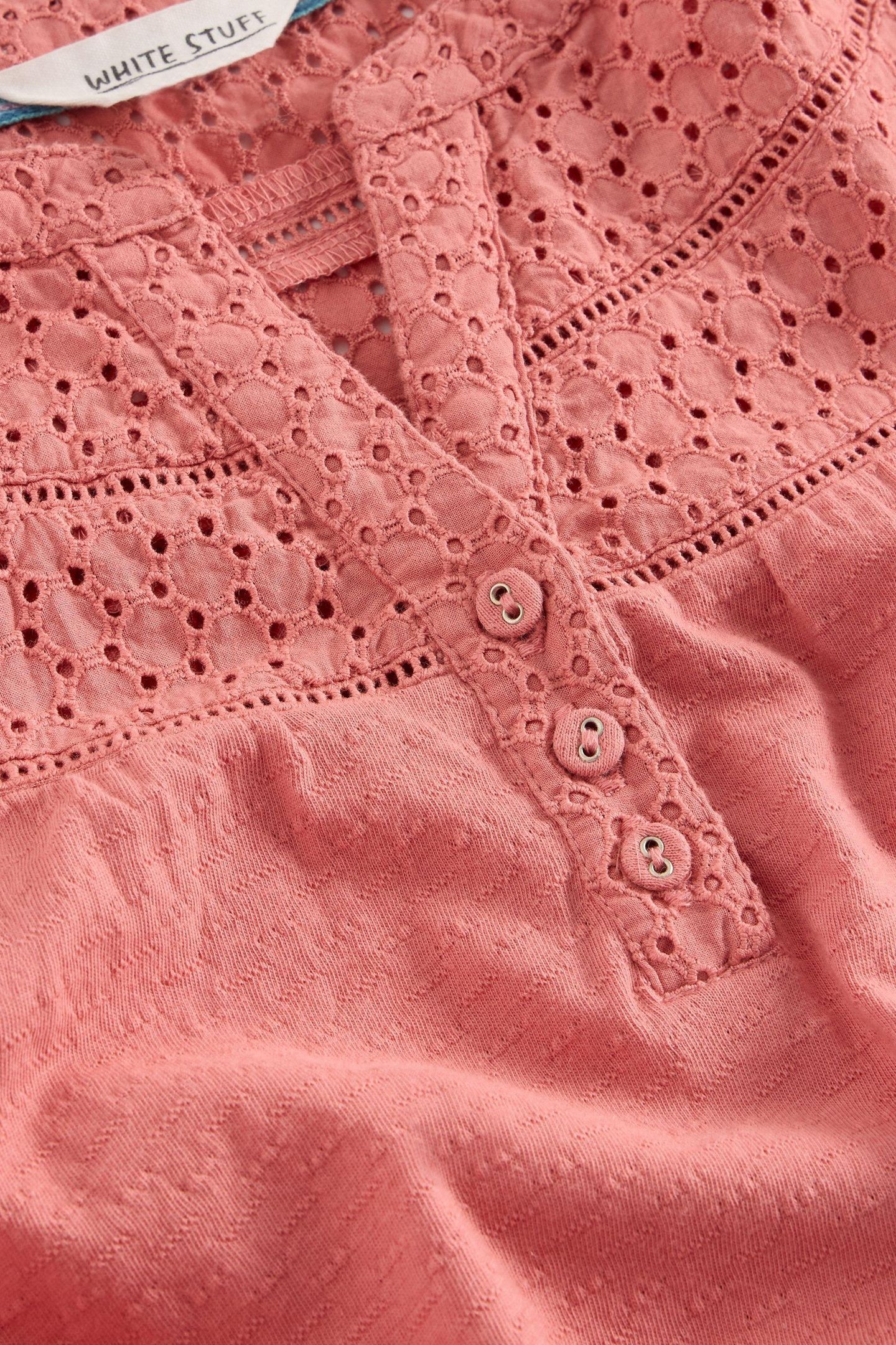 BLAIR BRODERIE NECK TOP MID PINK 5