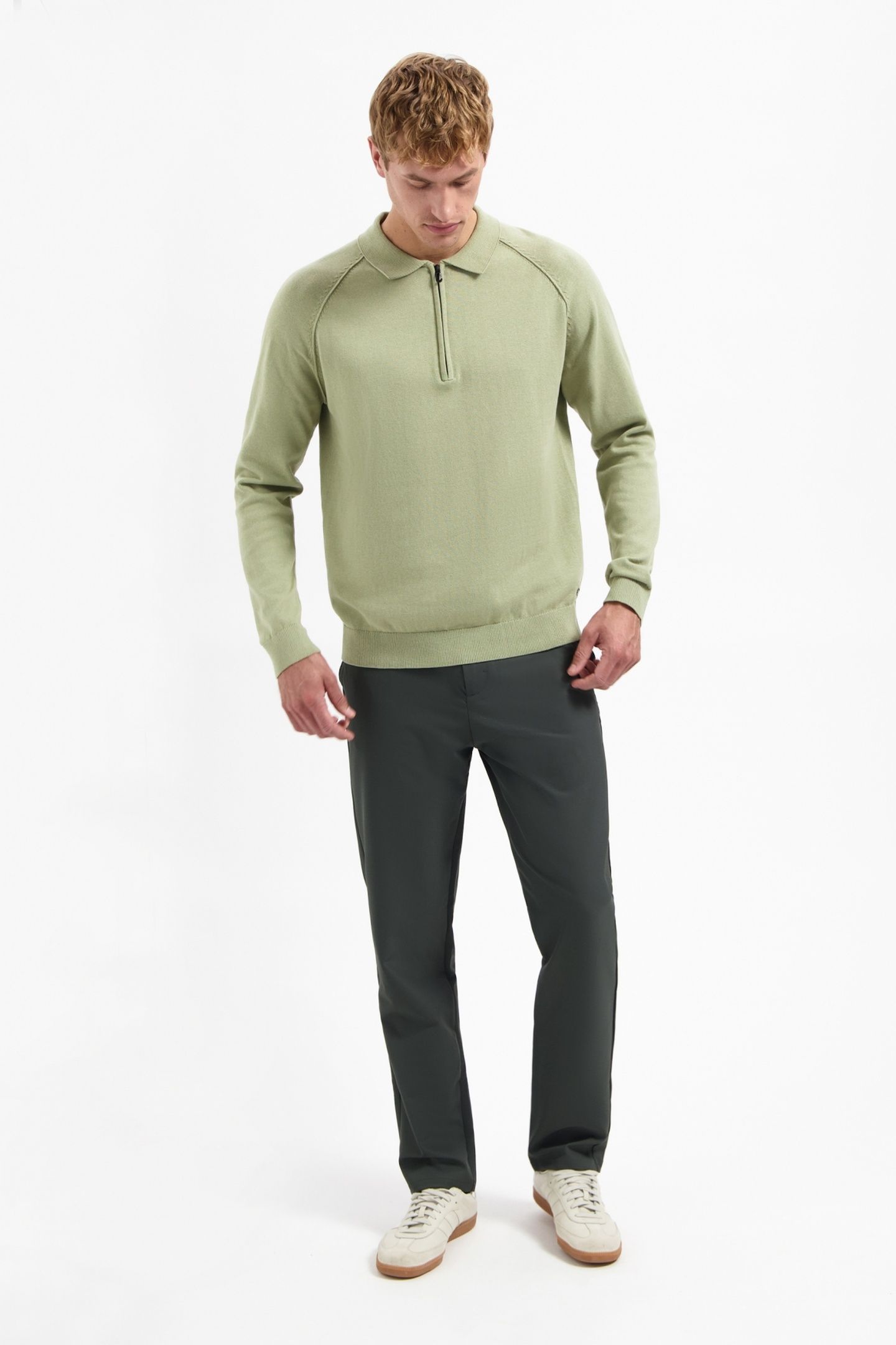 PULLOVER POLO HALF ZIP SOLID LIGHT MOSS 2