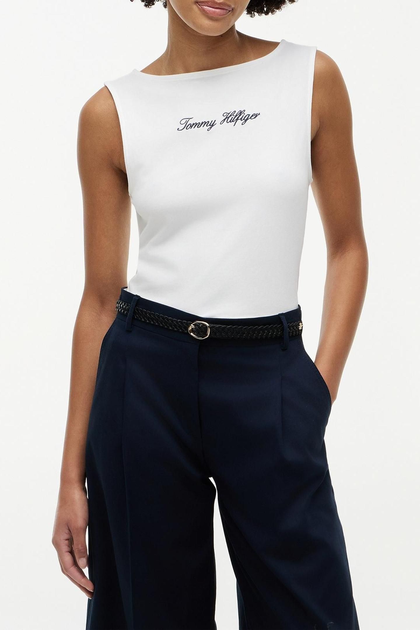 SLIM BOAT NECK TANK TOP ECRU 1