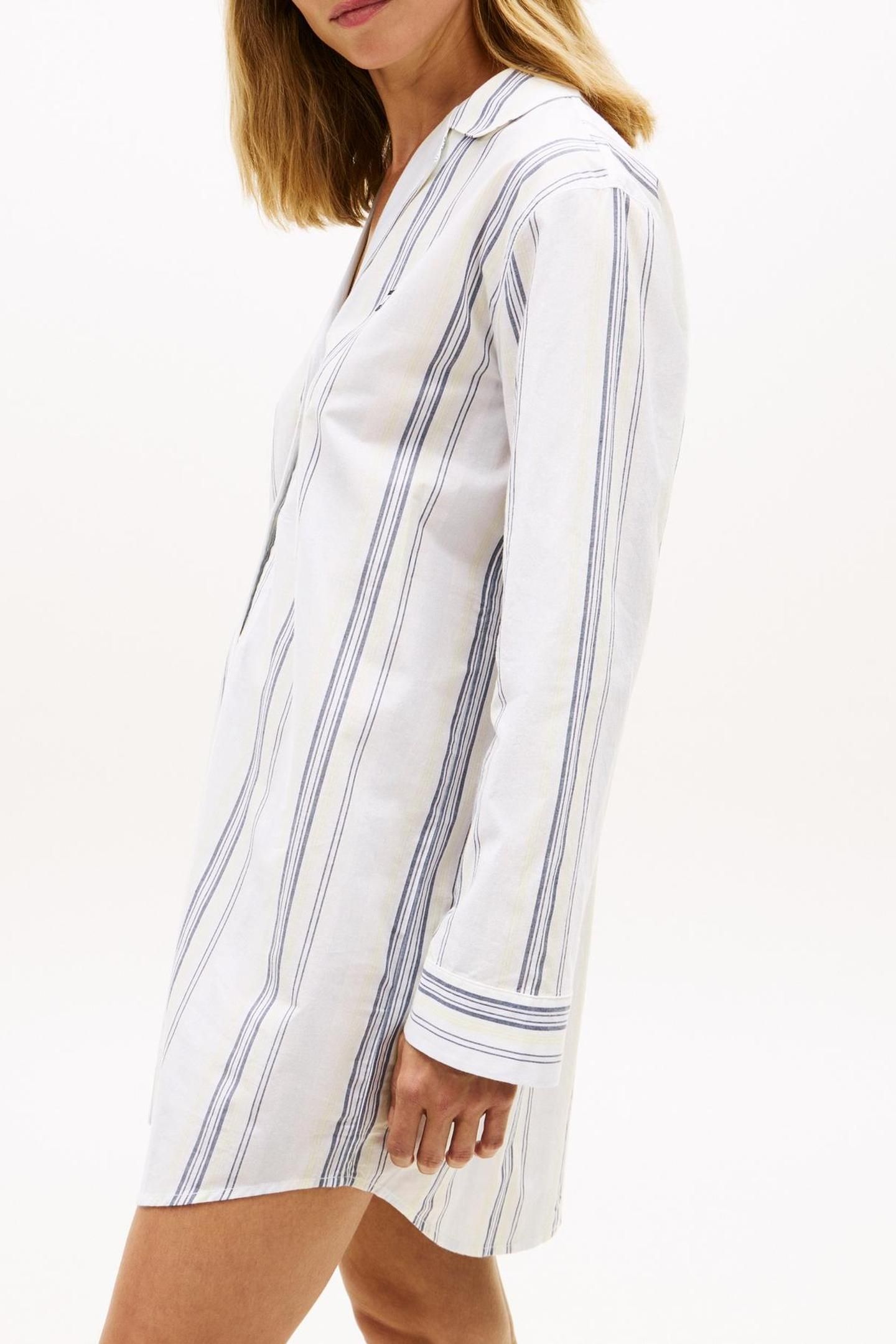 LS POPLIN NIGHTDRESS KEEPSAKE BLUE MULTI STRIPE 2