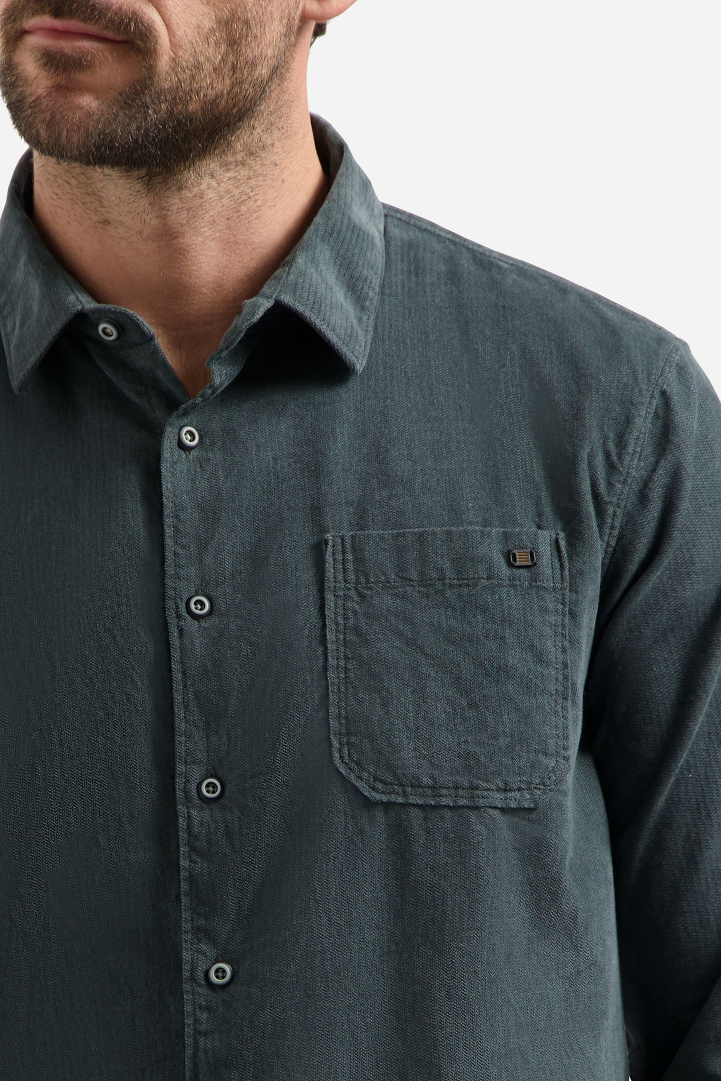 SHIRT HERRINGBONE FINE CORDUROY DARK STEEL 7