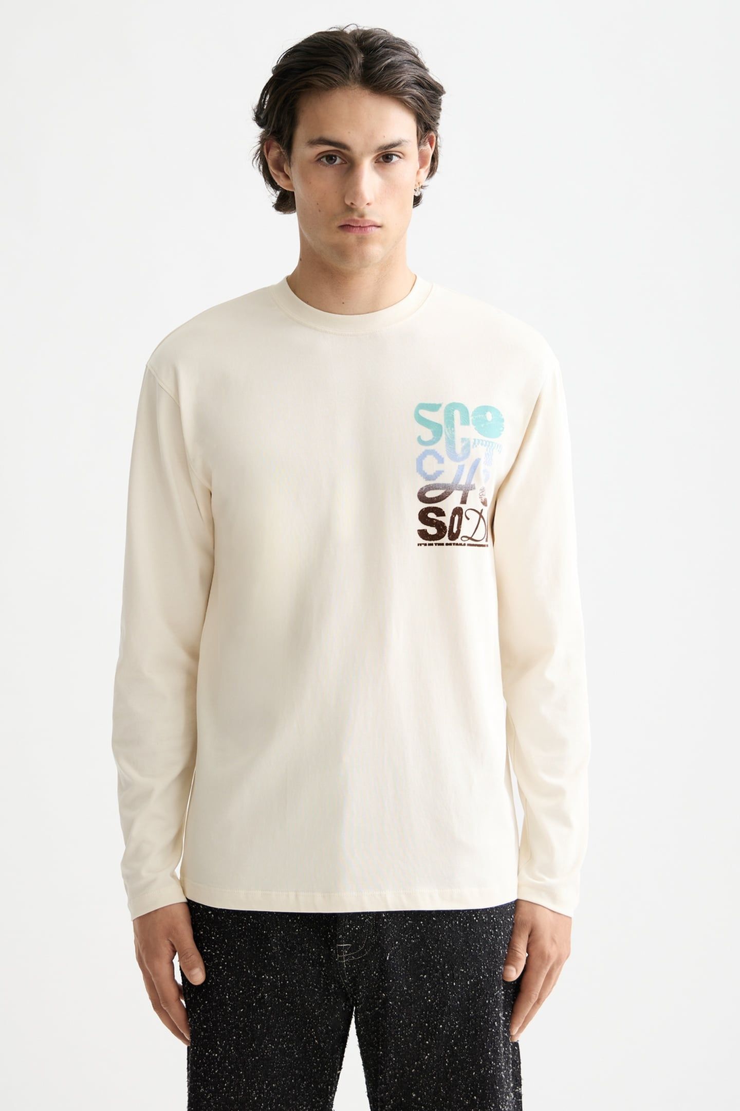 RELAXED FIT ARTWORK T-SHIRT LS EGGNOG 1