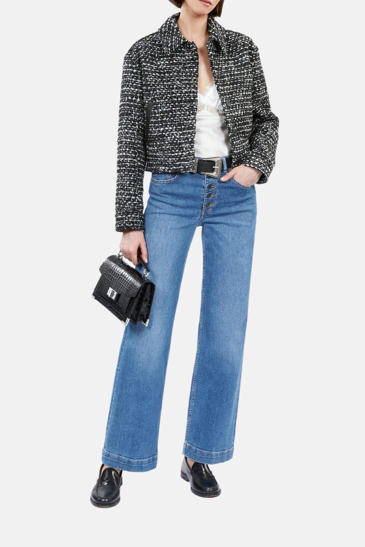 SHORT, LOOSE-FITTING JACKET BLACK WHITE 3