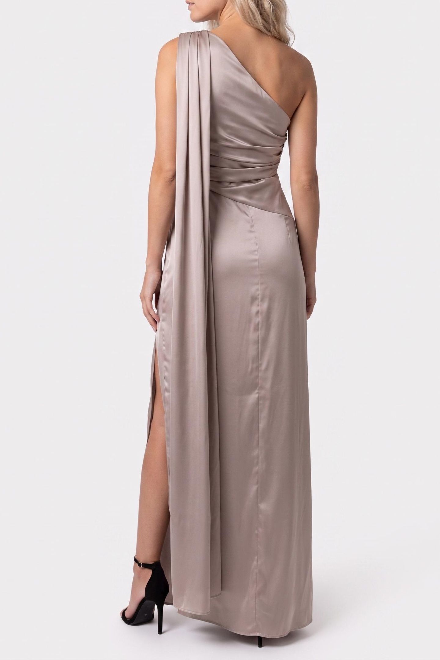ARETHA DRAPED LONG D VELVET TAUPE 2