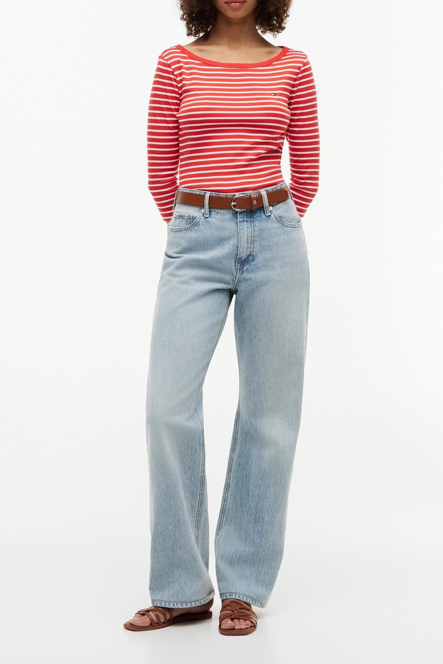 CODY BOAT-NECK 3/4 SLEEVE BRETON FIRE RED/ECRU 3