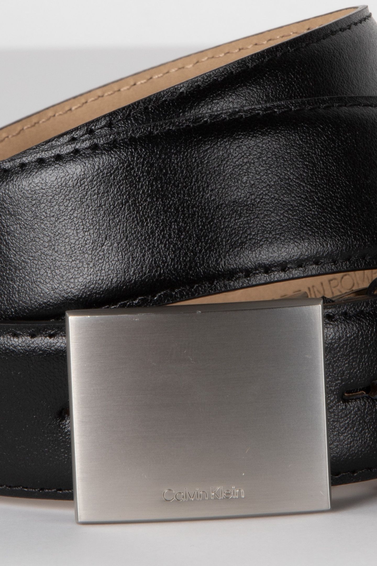 LOGO PLAQUE SMOOTH BELT BLACK/BRUSHED NICKEL 4