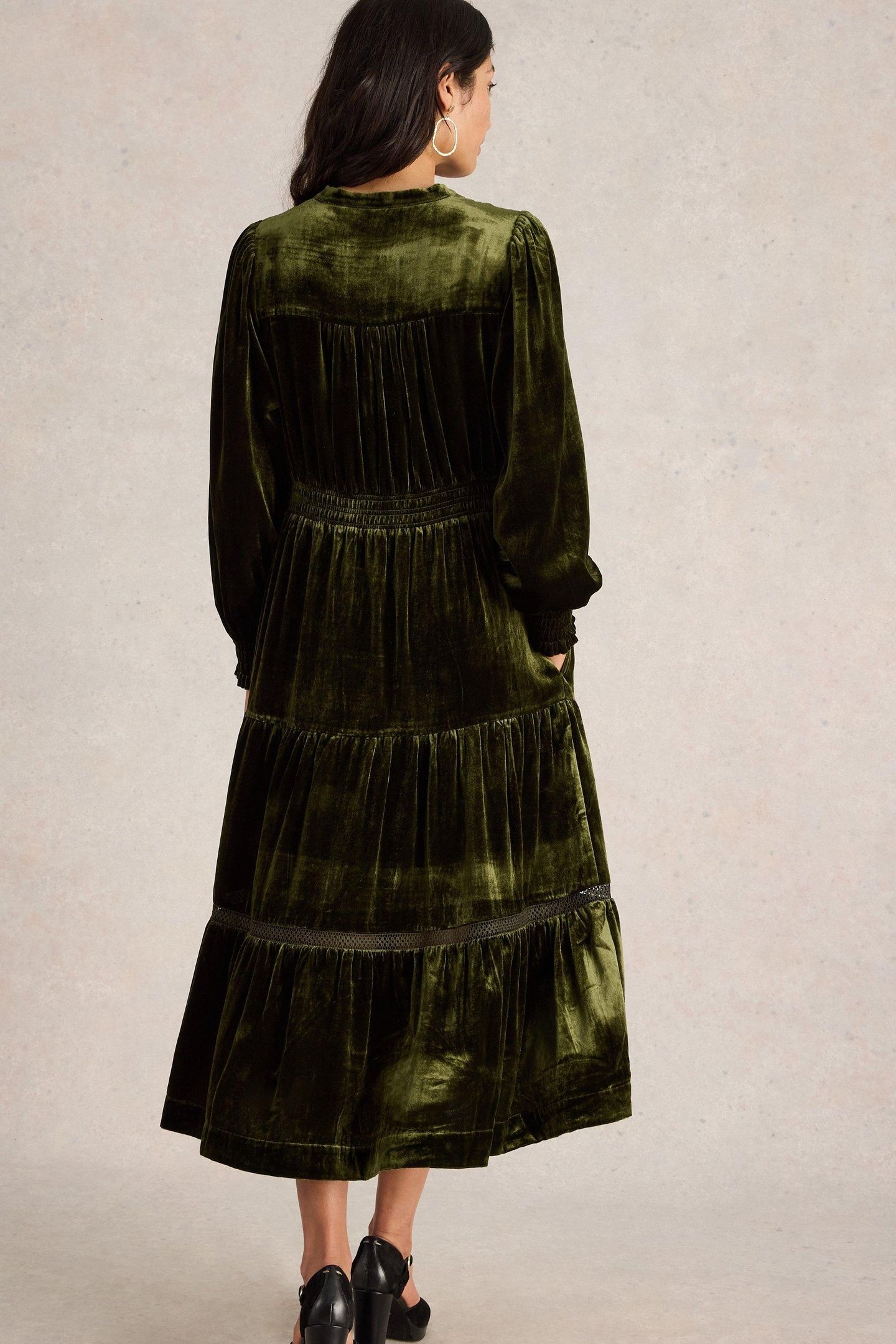 HARLEY VELVET DRESS KHAKI GREEN 2