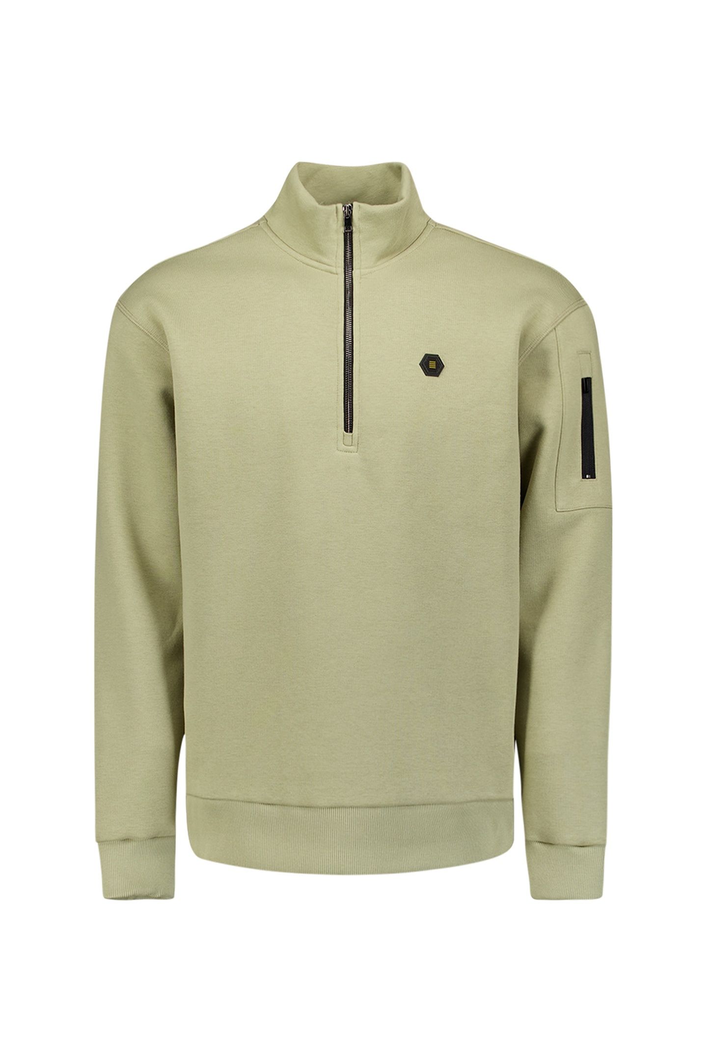 SWEATER HALF ZIP BRUSHED LIGHT MOSS 4