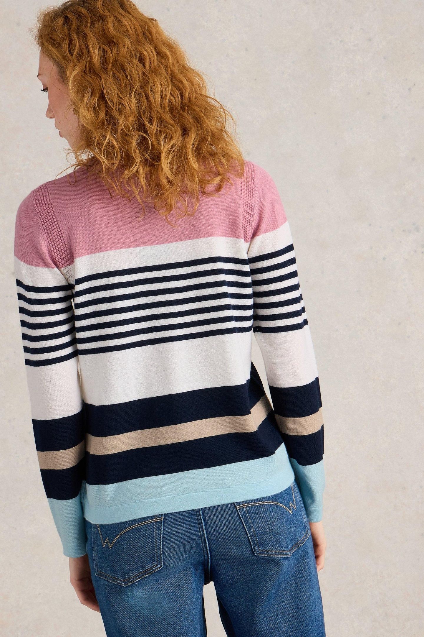 STRIPE CREW MERINO PINK MULTI 2