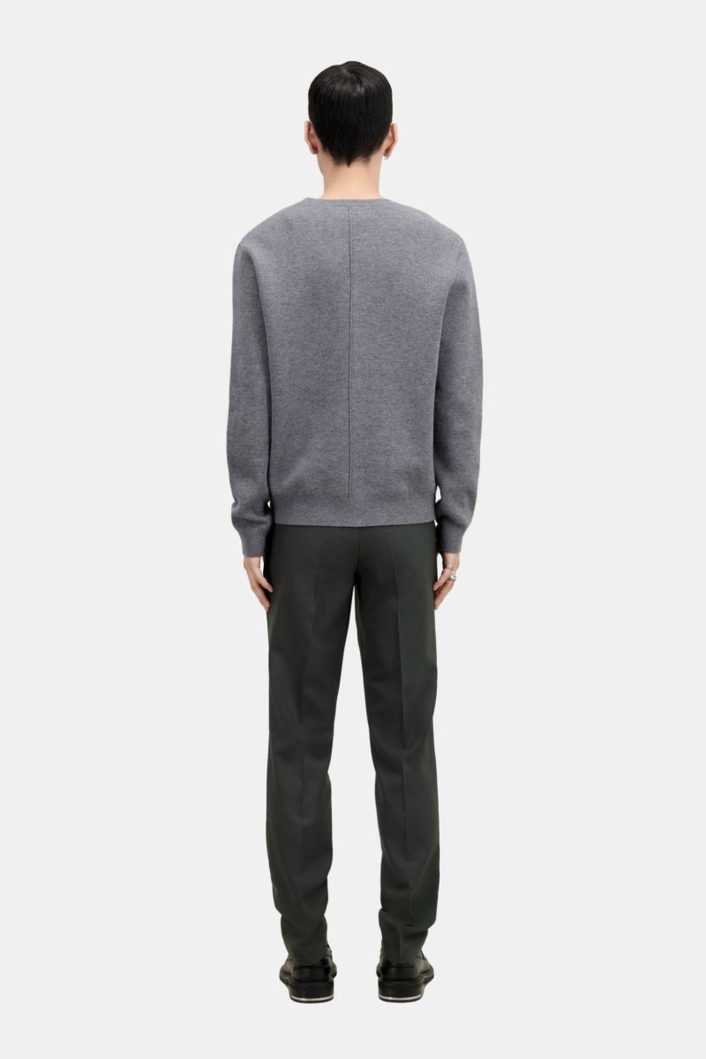 ROUND NECK SWEATER WITH CHEST EMBROIDERY MELANGE GREY 4