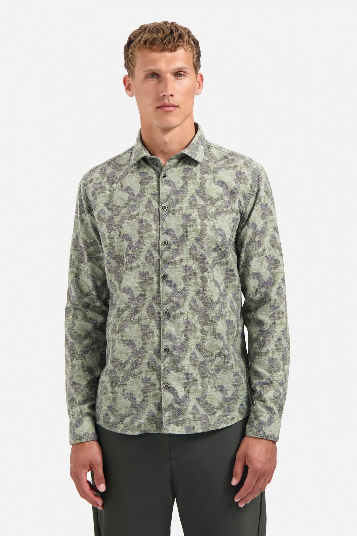 SHIRT ALLOVER PRINTED JACQUARD DARK GREEN 1