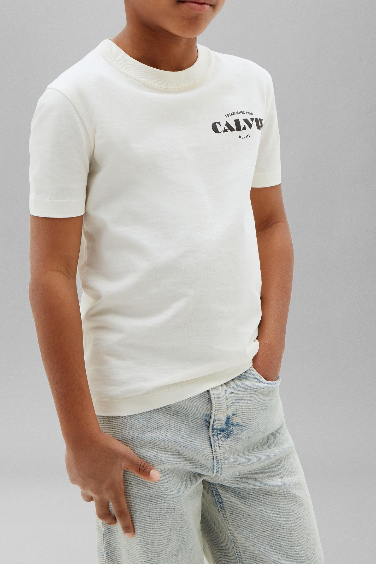 BOYS CALVIN SMALL CHEST LOGO TEE CITADEL 1