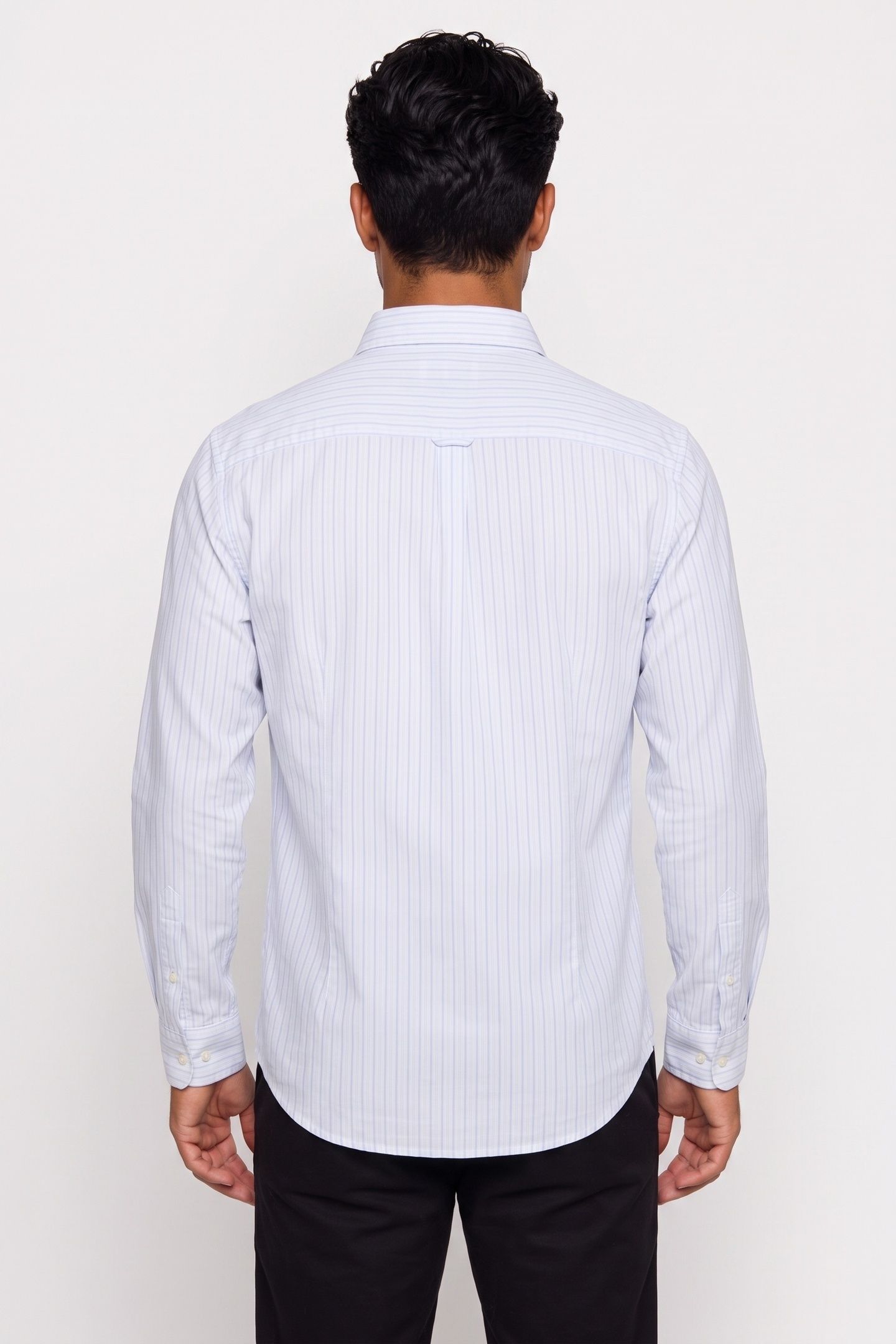LONG SLEEVE YARN-DYED STRIPE OXFORD BALLAD BLUE 2