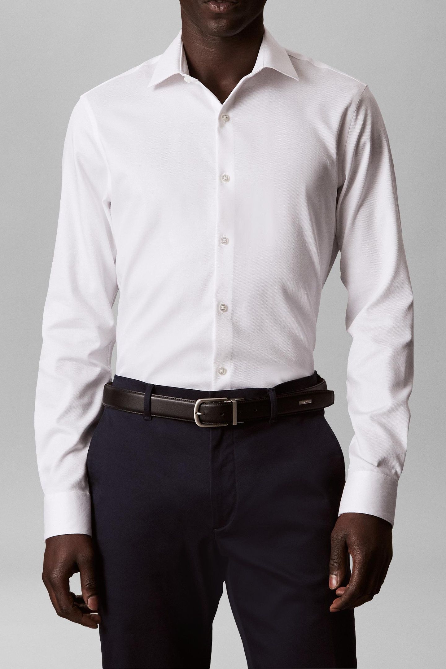 SLIM STRAIGHT COLLAR SHIRT WHITE 1