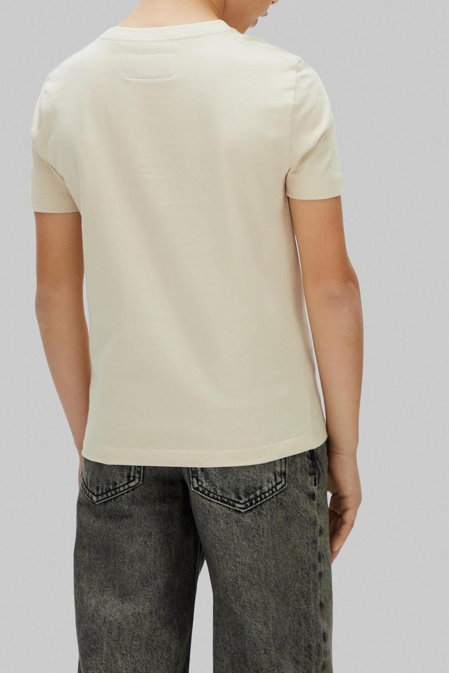 BOYS LOGO LABEL SHORT SLEEVE T-SHIRT OATMEAL 2