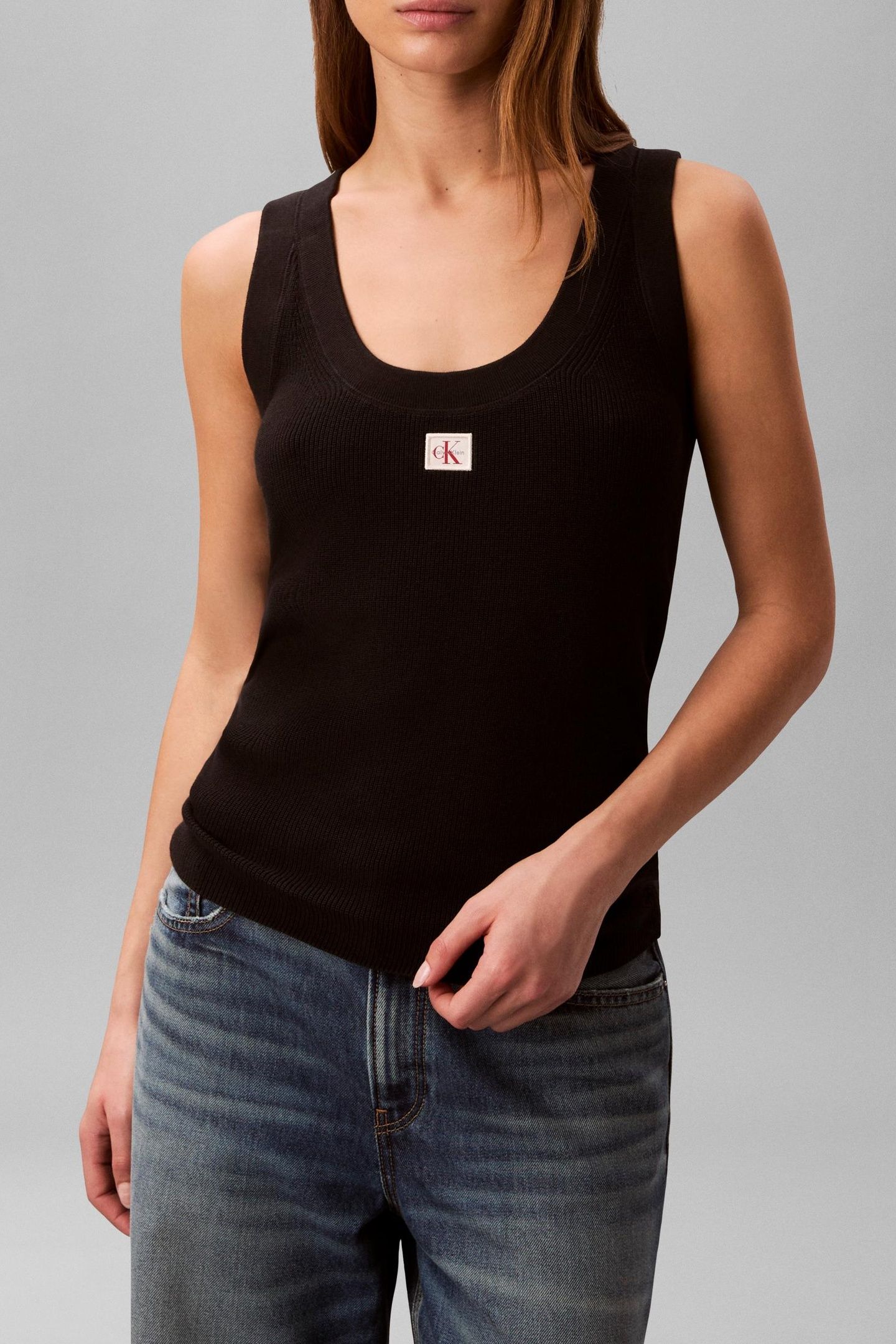 WOVEN LABEL TANK BLACK 1