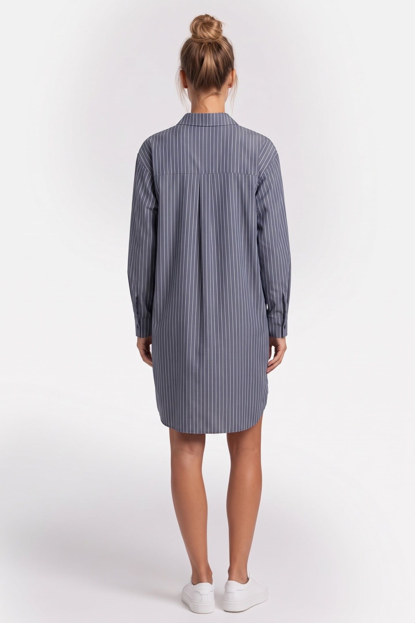 BLOUSE PINSTRIPE DRESS WITH BUTTONS BLUE/WHITE 2