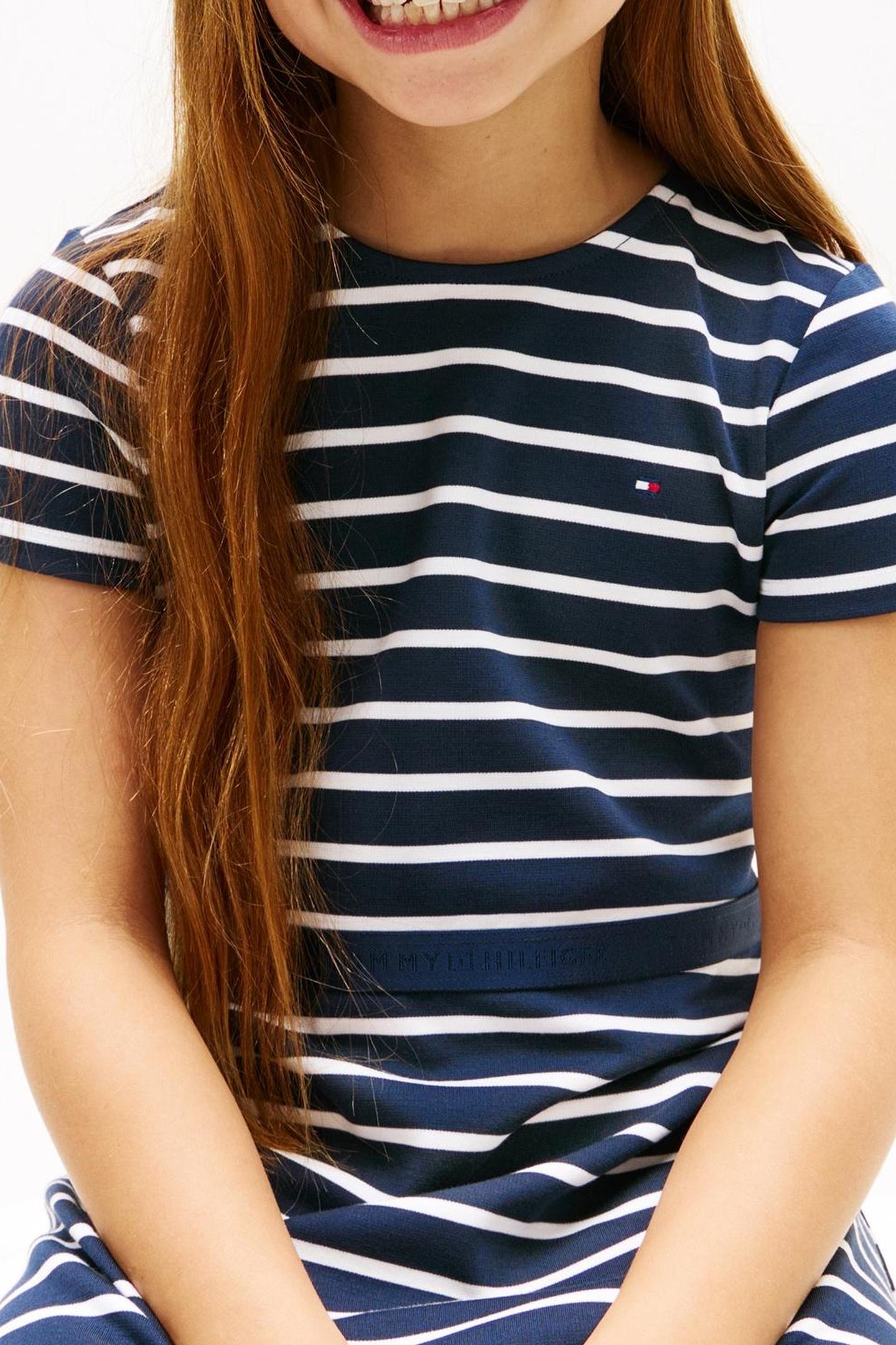 GIRLS ESSENTIAL PUNTO SKATER DRESS DARK NIGHT NAVY STRIPES 5