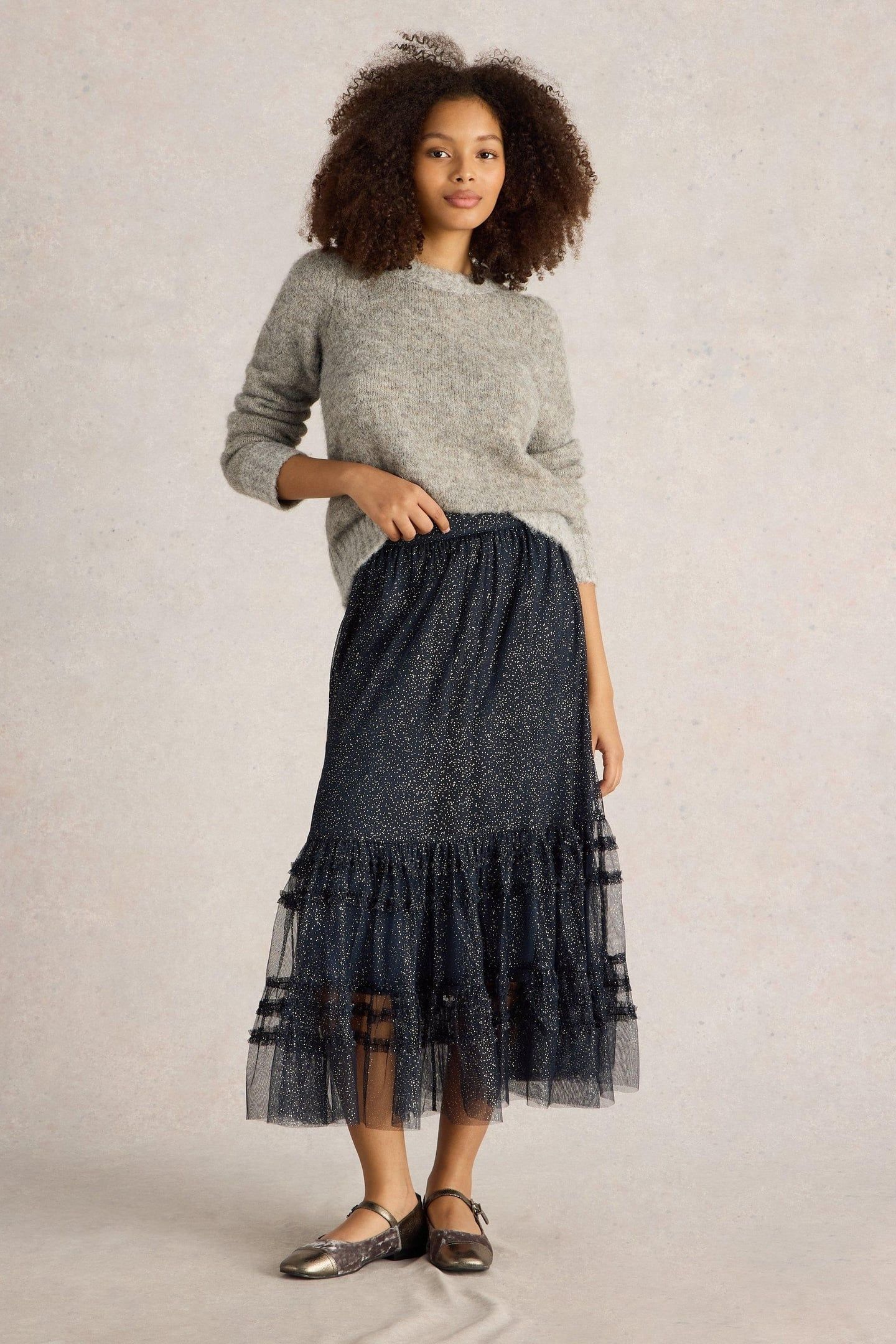 NOVA TULLE SPARKLE SKIRT NAVY MULTI 1