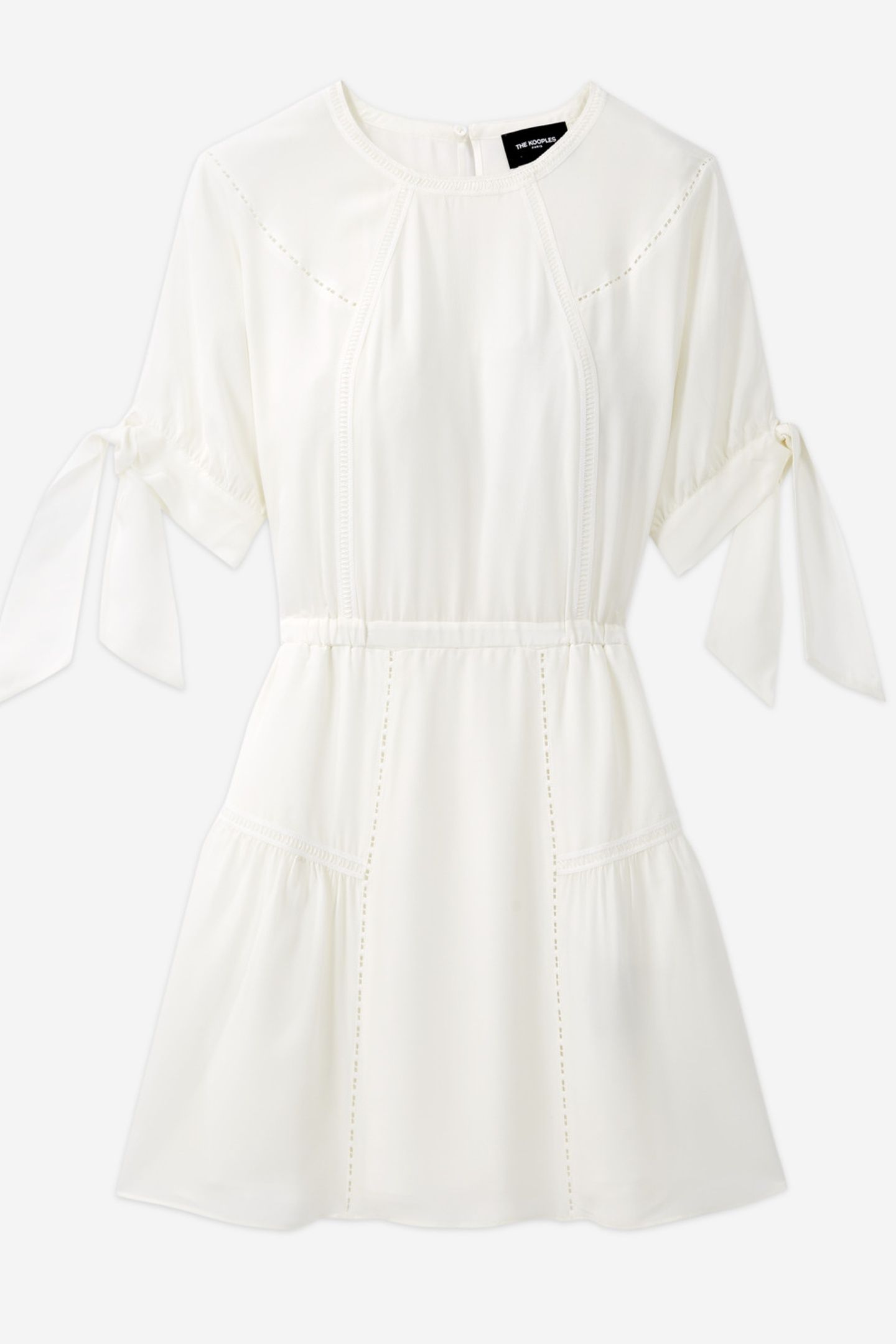 SHORT DRESS WITH SHORT-SLEEVED BRAIDS OFF WHITE 5