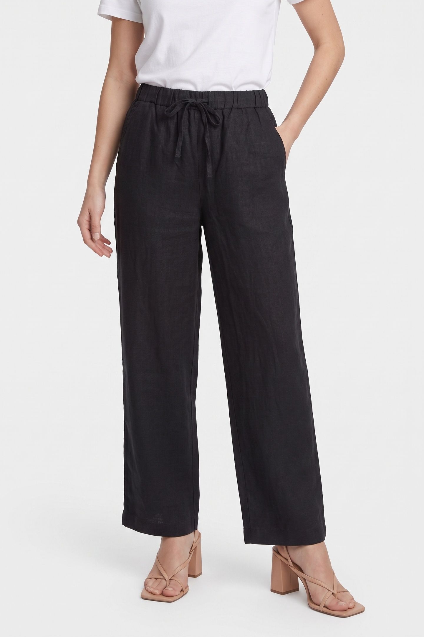 LUDVIG LINEN TROUSERS BLACK 1