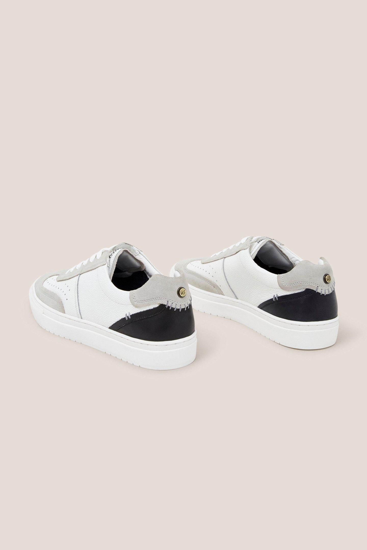 LEATHER LACE UP TRAINER WHITE MULTI 5