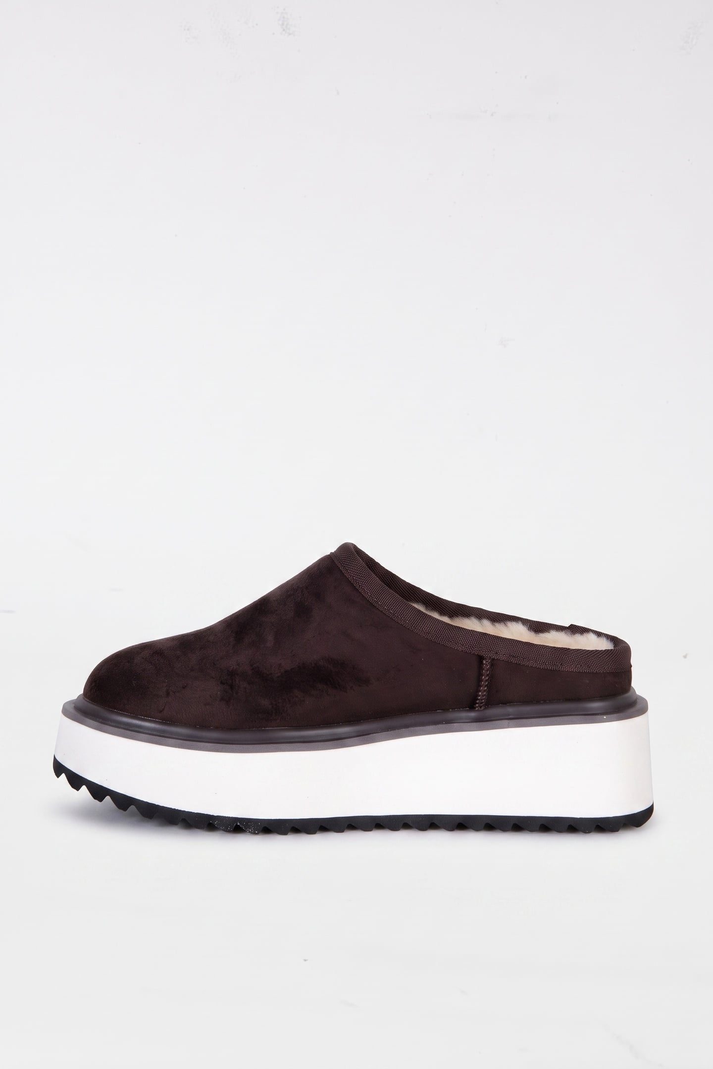 PLATFORM POWER VELOUR CLOGS BROWN 2