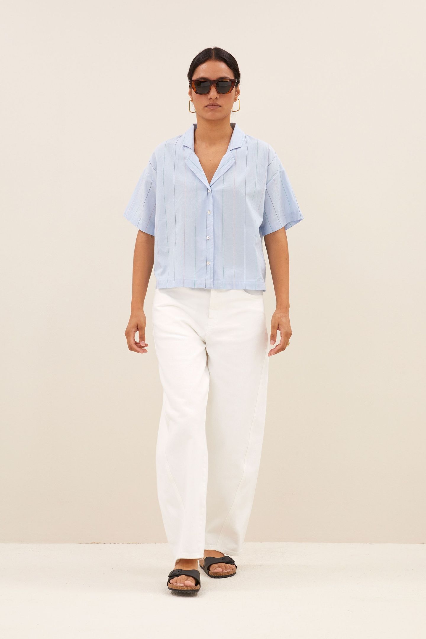 JAKE STRIPE CHAMBRAY BLOUSE LIGHT BLUE STRIPE 3