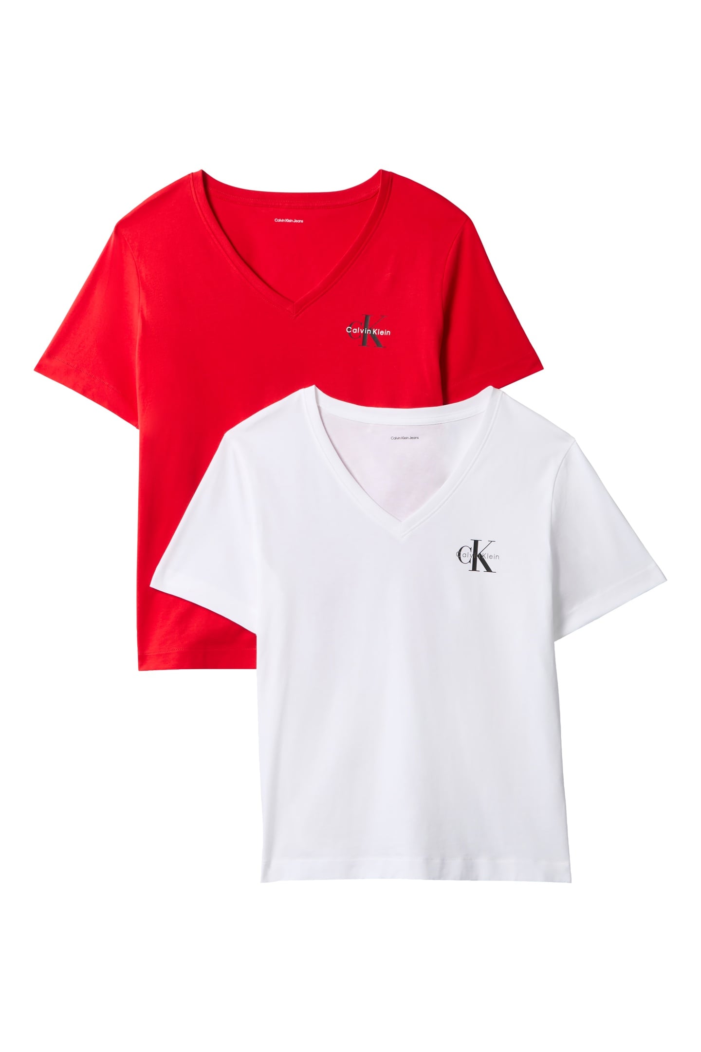 2-PACK V-NECK T-SHIRTS AGED REDWOOD W/WHITE 1