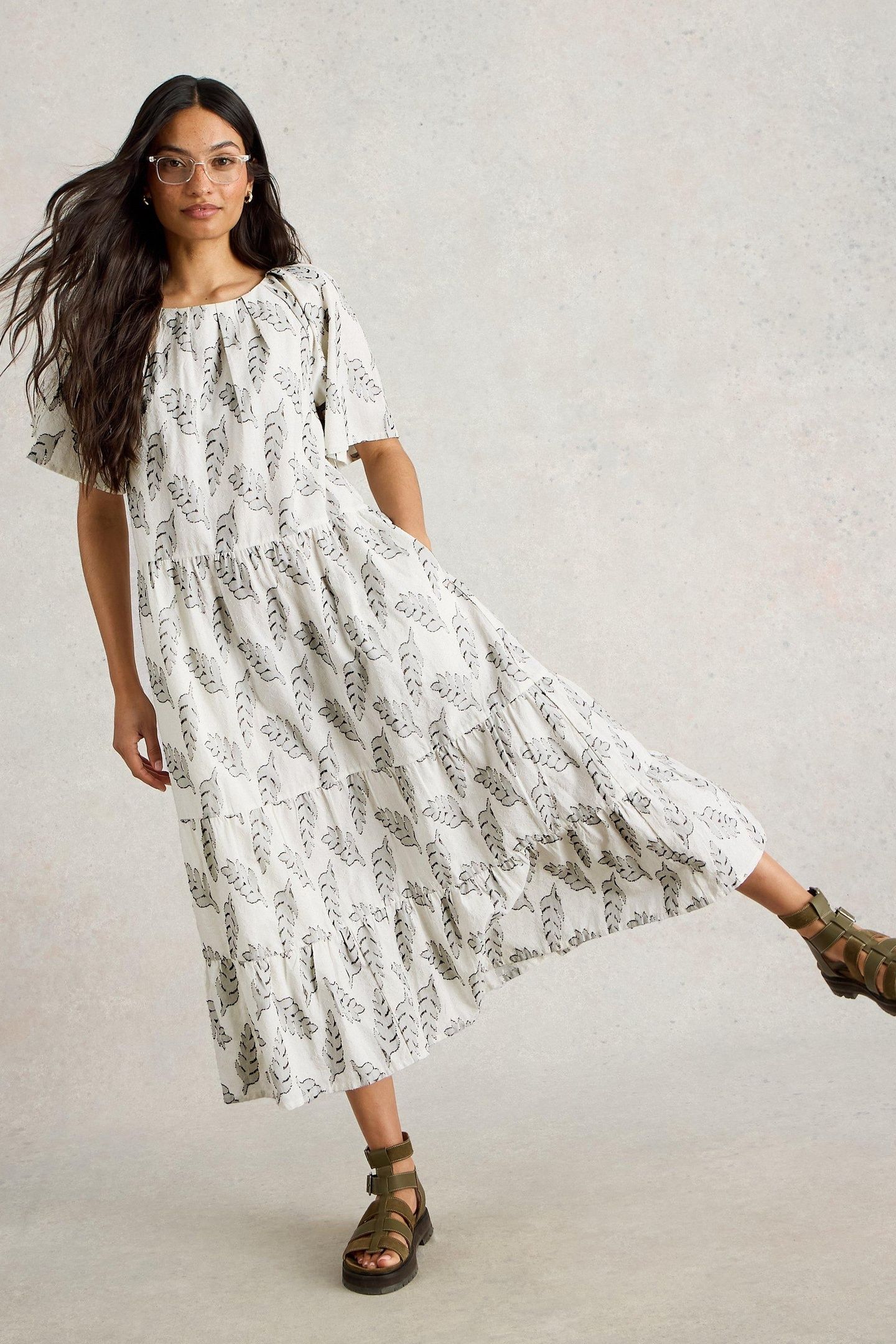 SPRUCE JAQUARD DRESS WHITE MULTI 2
