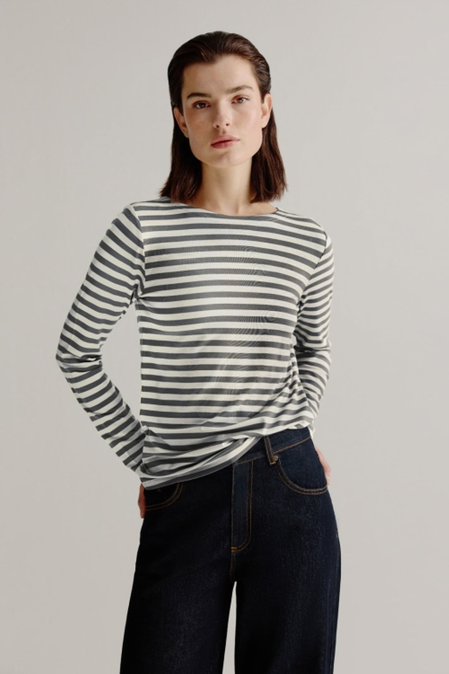 ALINE T-SHIRT STRIPE STEEL GREY 1