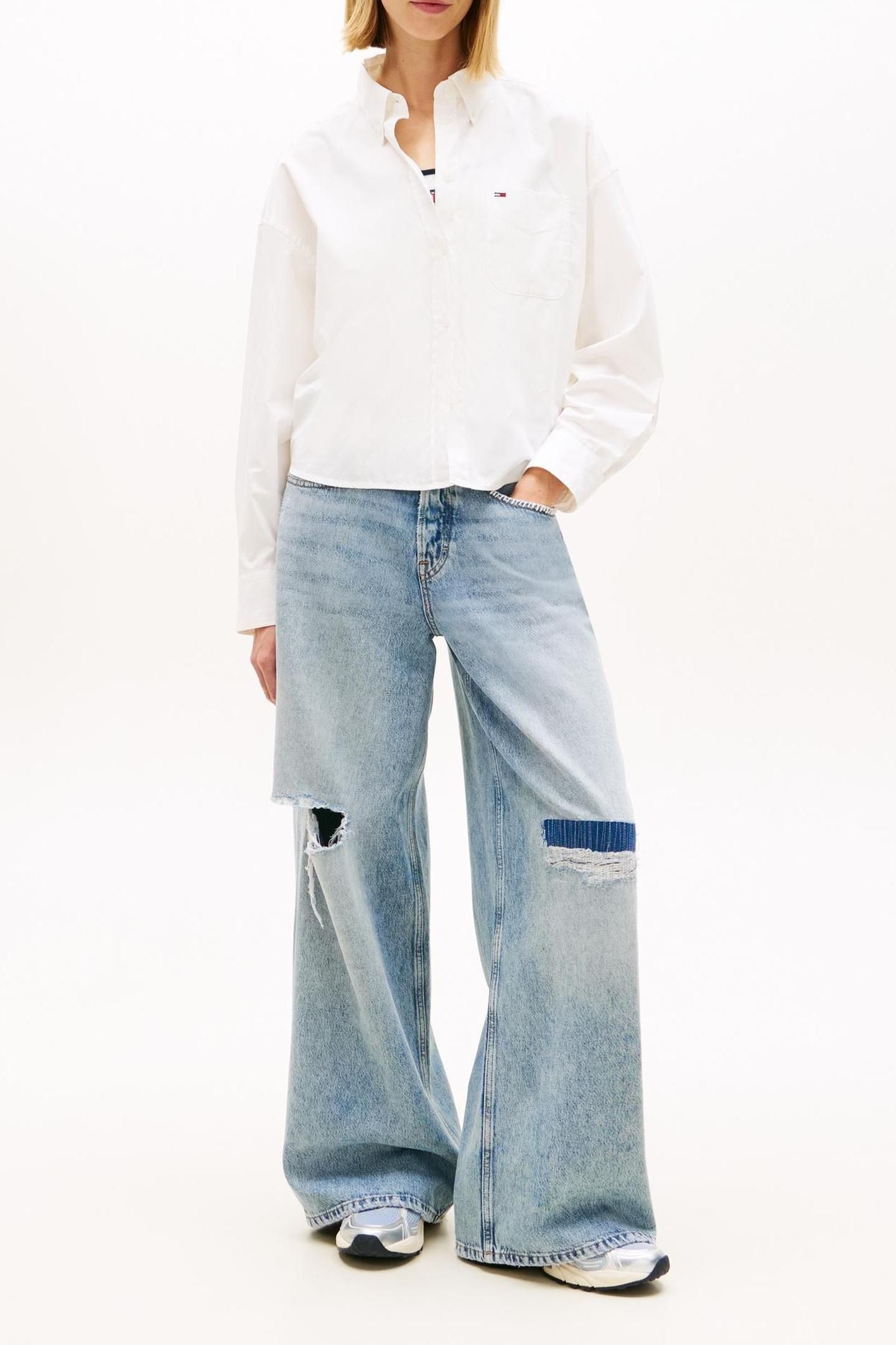 RELAXED FIT CROPPED POPLIN SHIRT ECRU 1