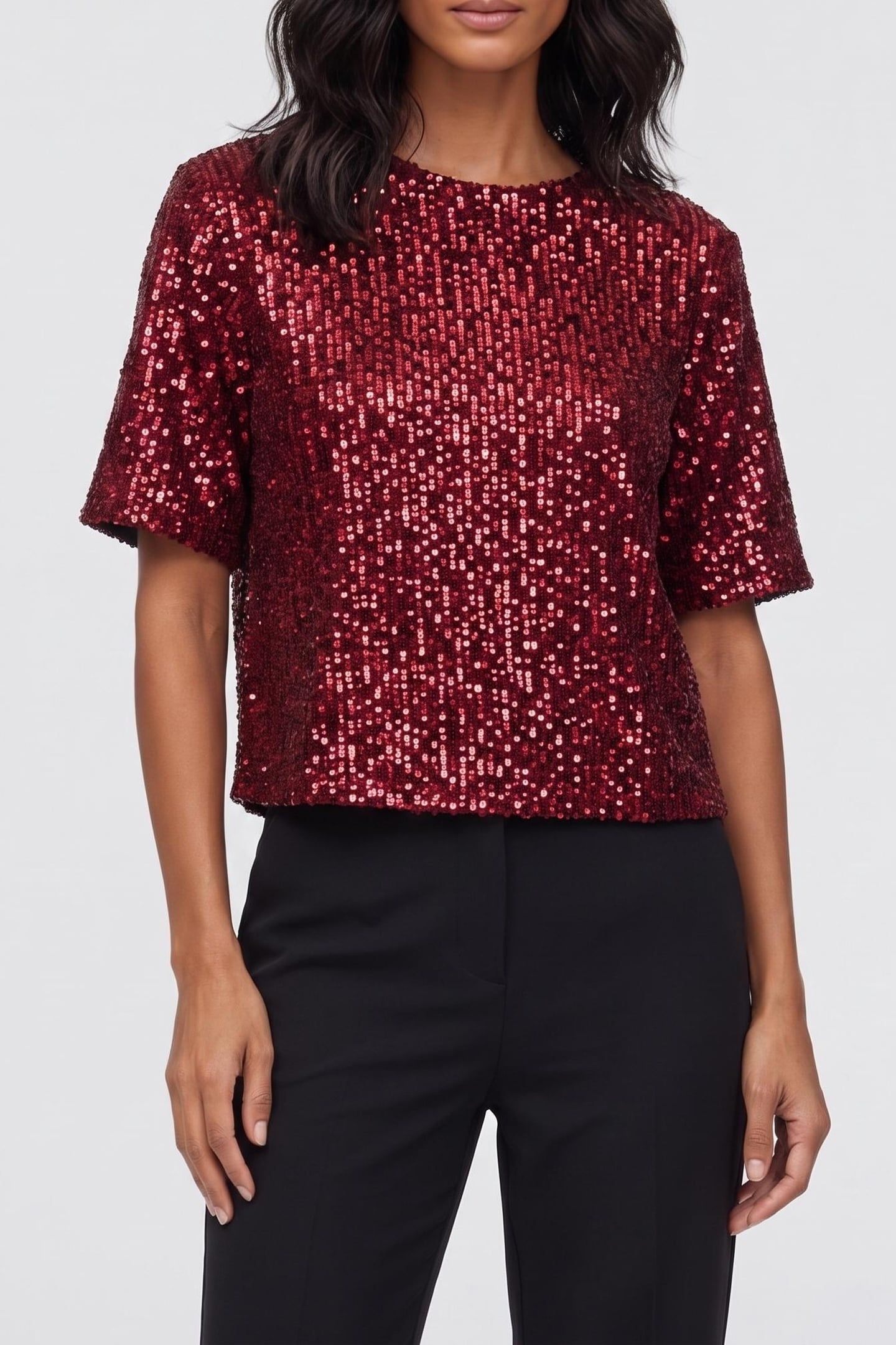 PAILLETEN/GLITTER TOP RED 1