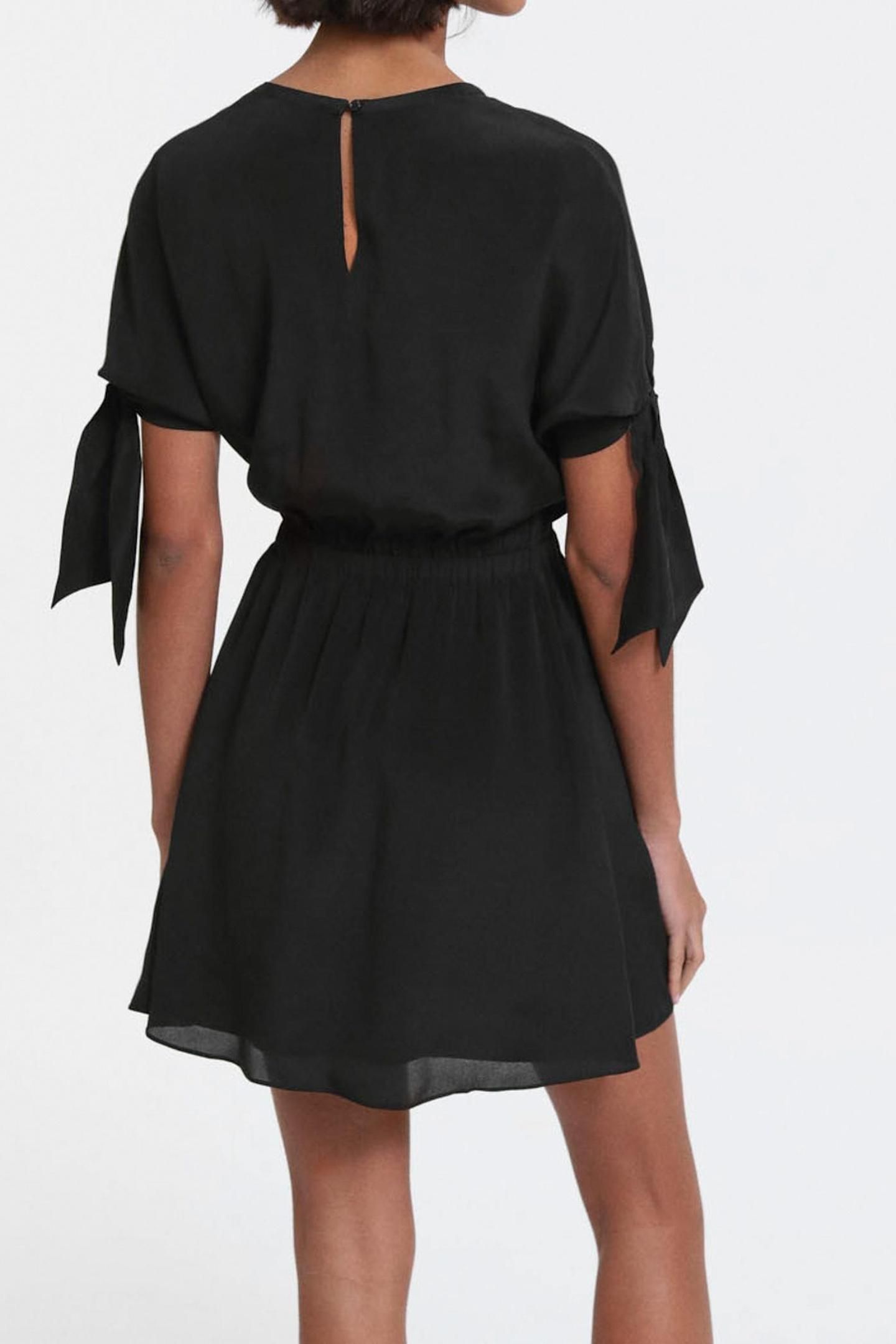 SHORT DRESS WITH SHORT SLEEVES AND ELASTIC WAIST BLACK 3