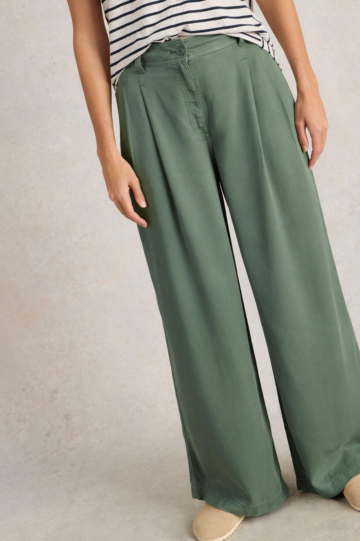 SASHA WIDE LEG TROUSER DUSTY GREEN 2