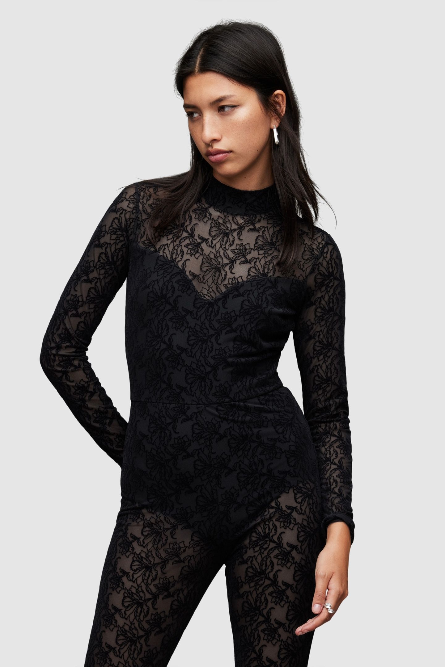 FLOCKED CATSUIT BLACK 4