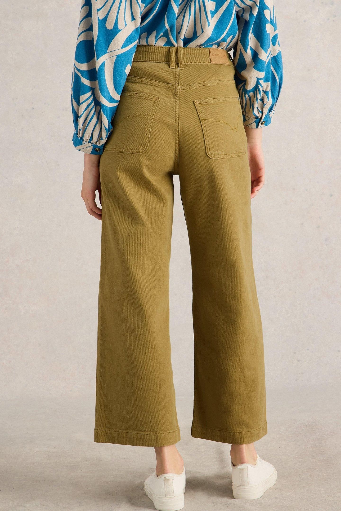TIA WIDE LEG CROP JEAN KHAKI GREEN 2